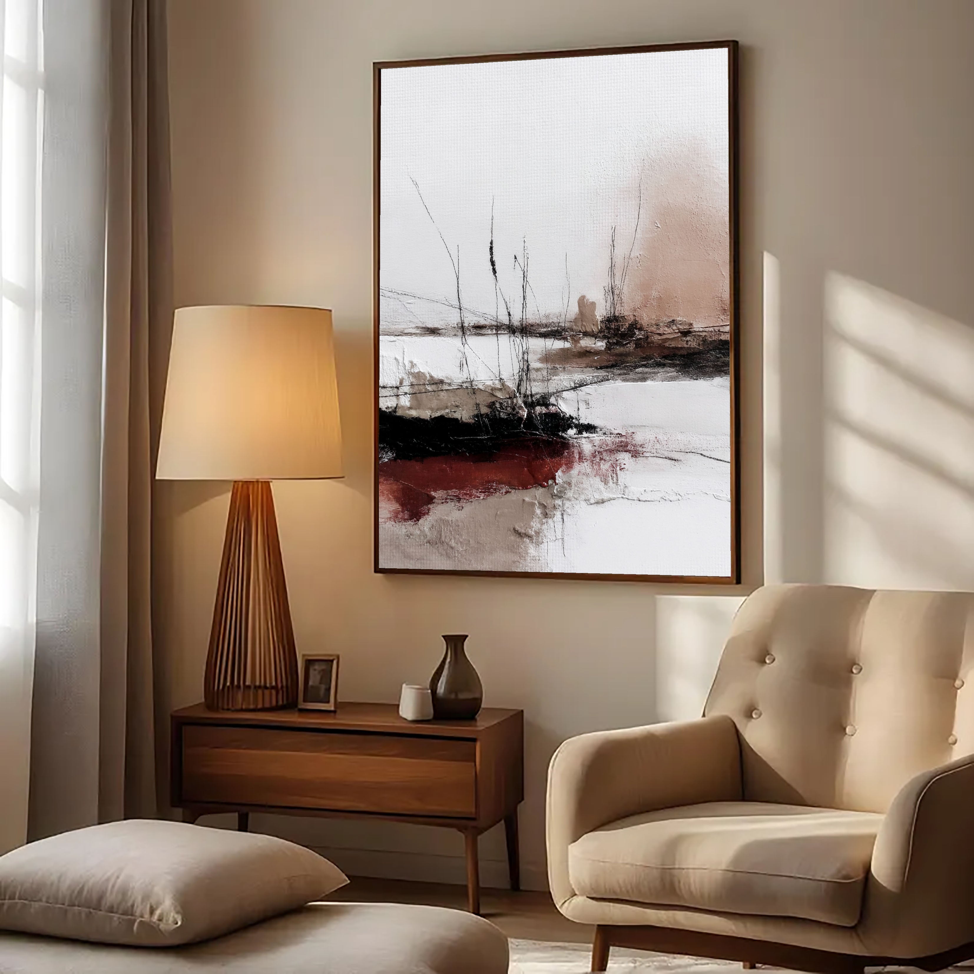 Textured Reeds Shoreline | Blush Crimson