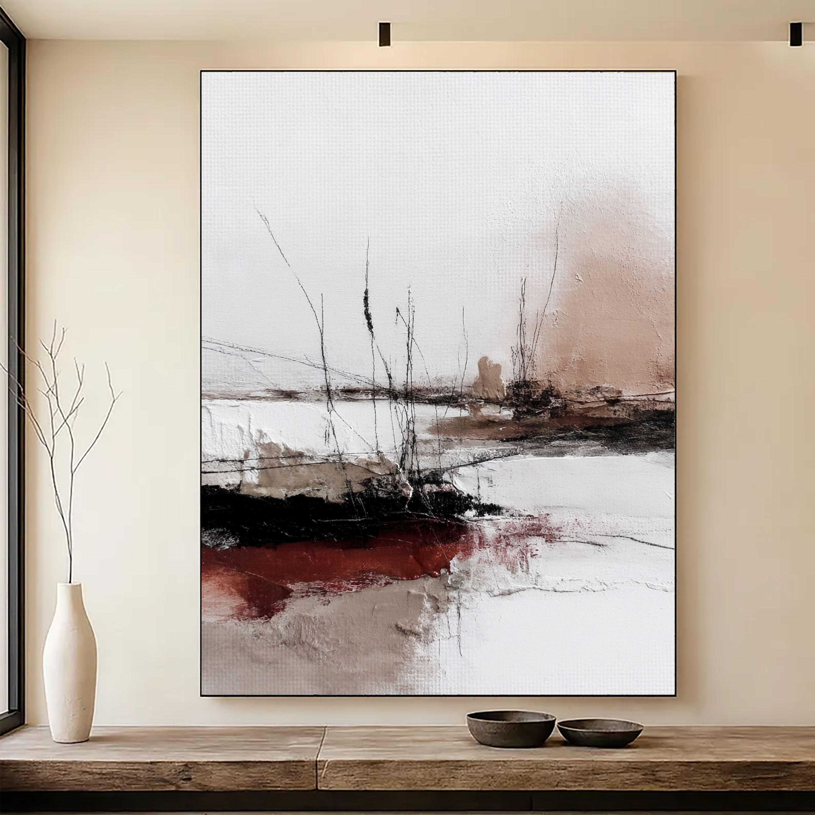 Textured Reeds Shoreline | Blush Crimson