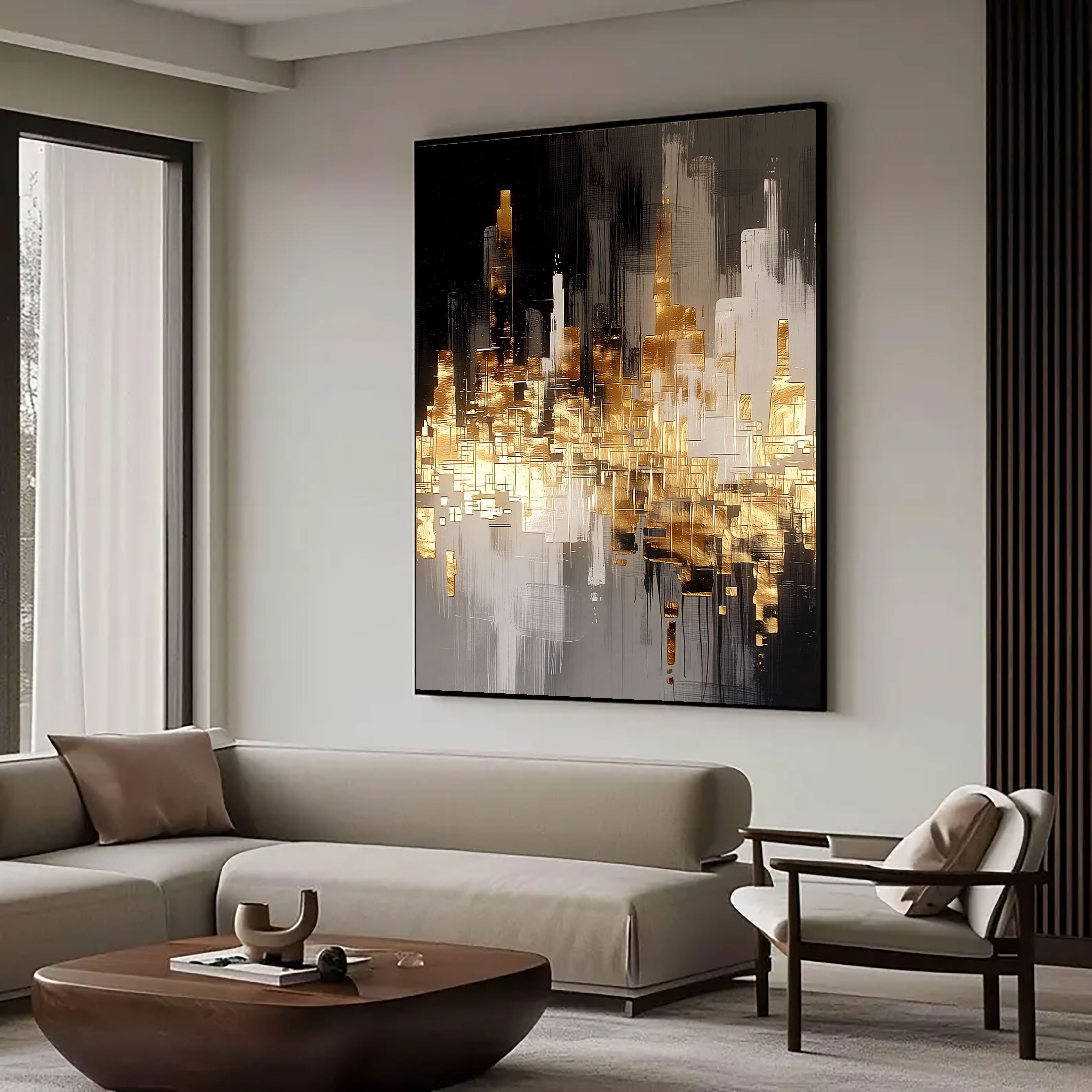 Gilded City Skyline | Night Reflections