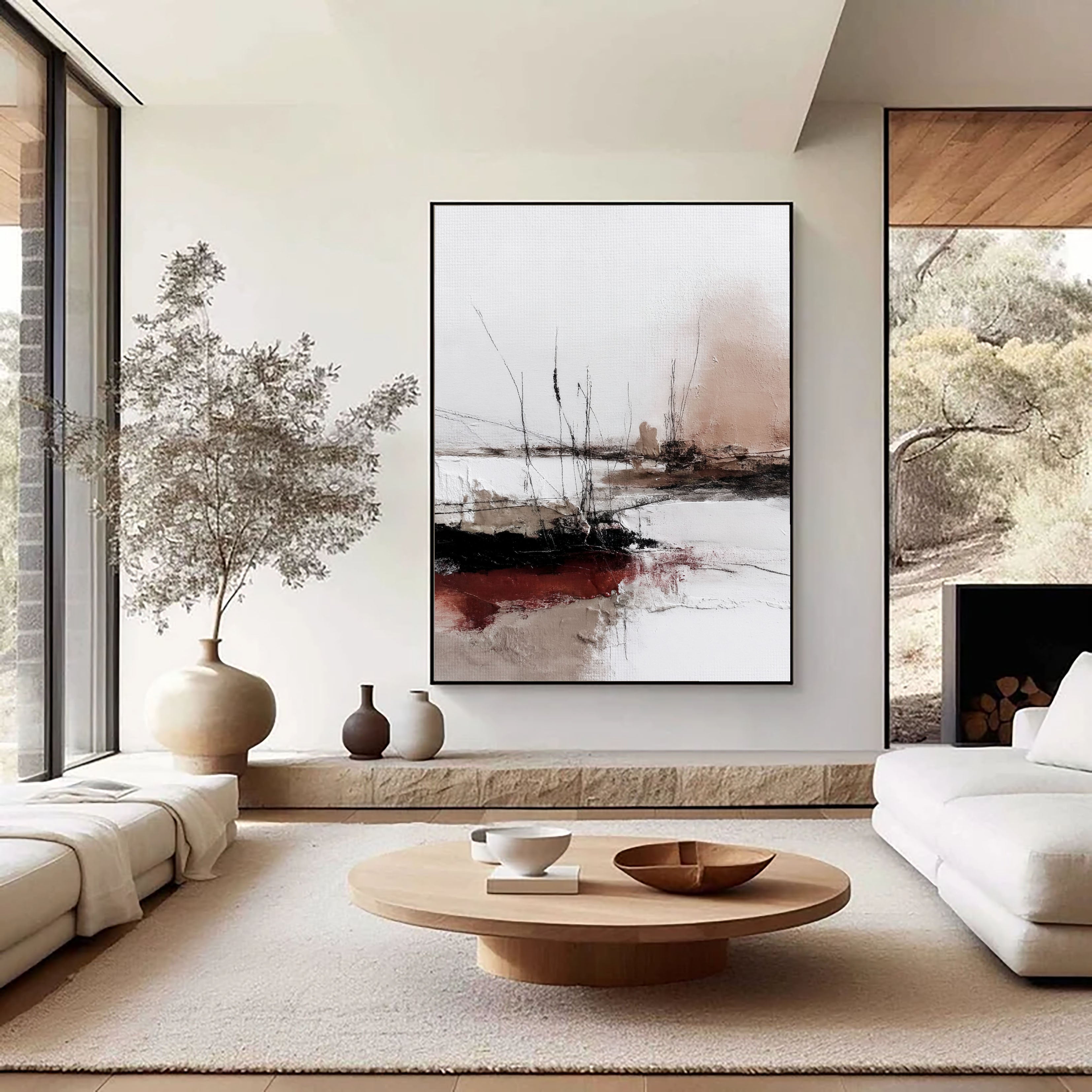 Textured Reeds Shoreline | Blush Crimson
