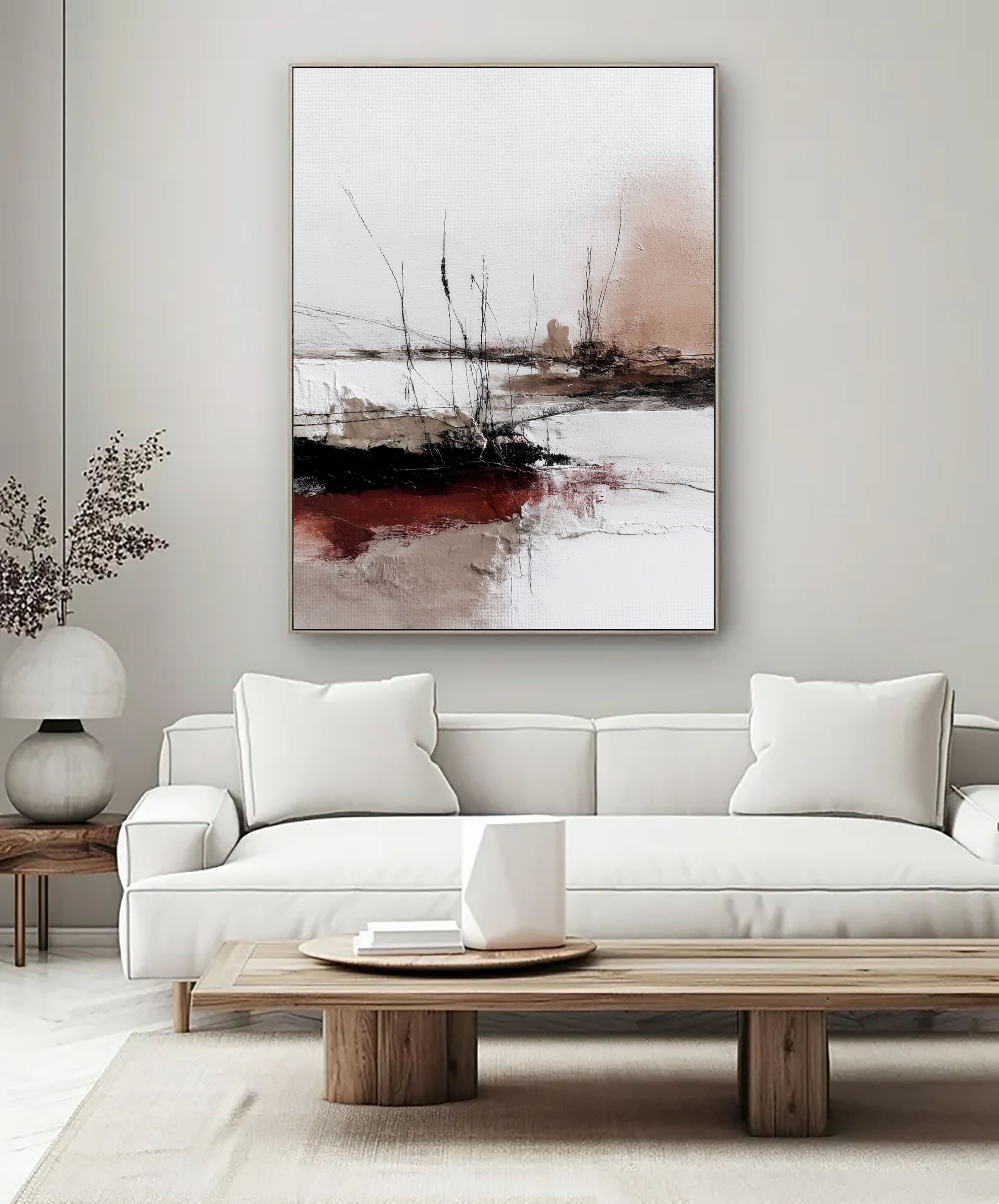 Textured Reeds Shoreline | Blush Crimson