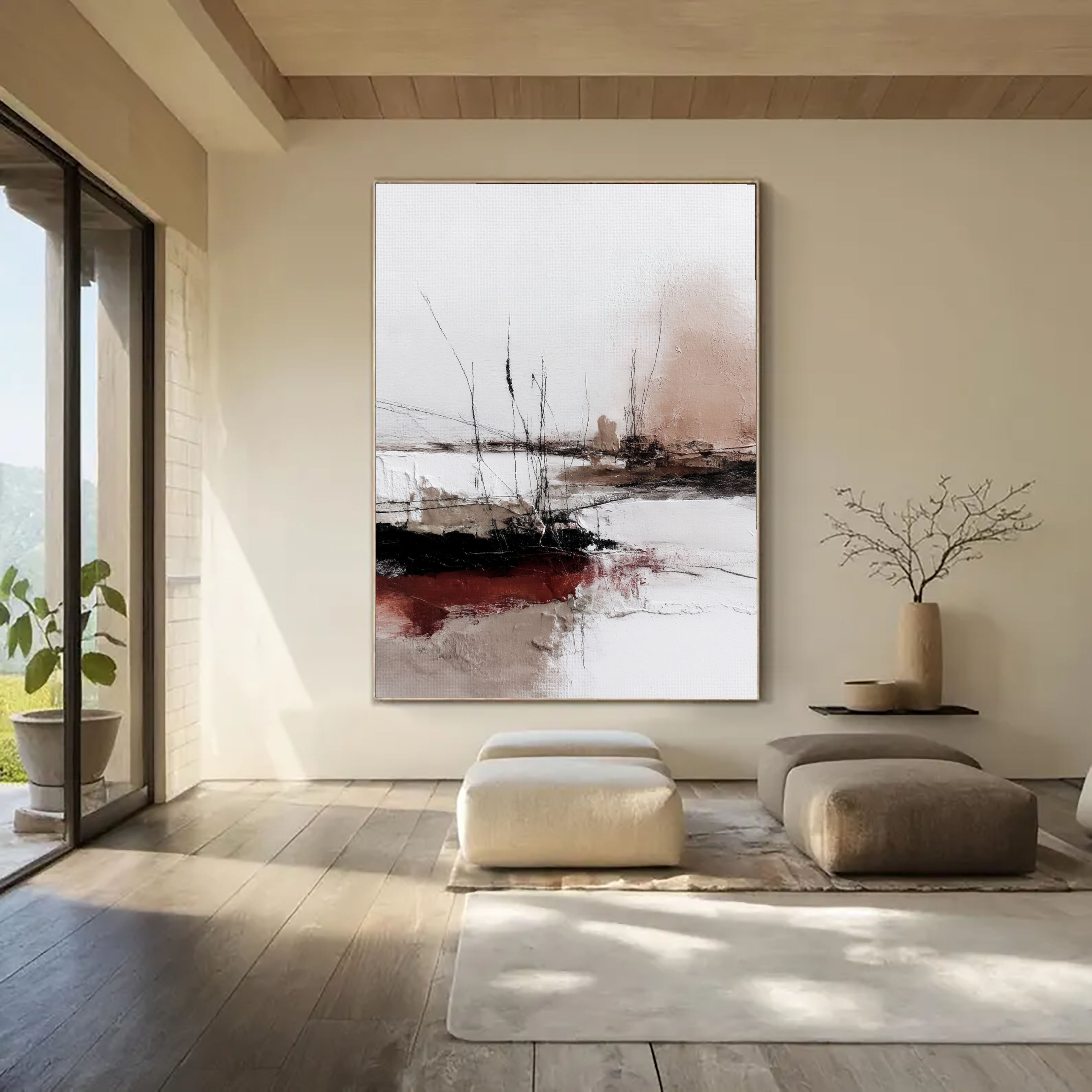 Textured Reeds Shoreline | Blush Crimson