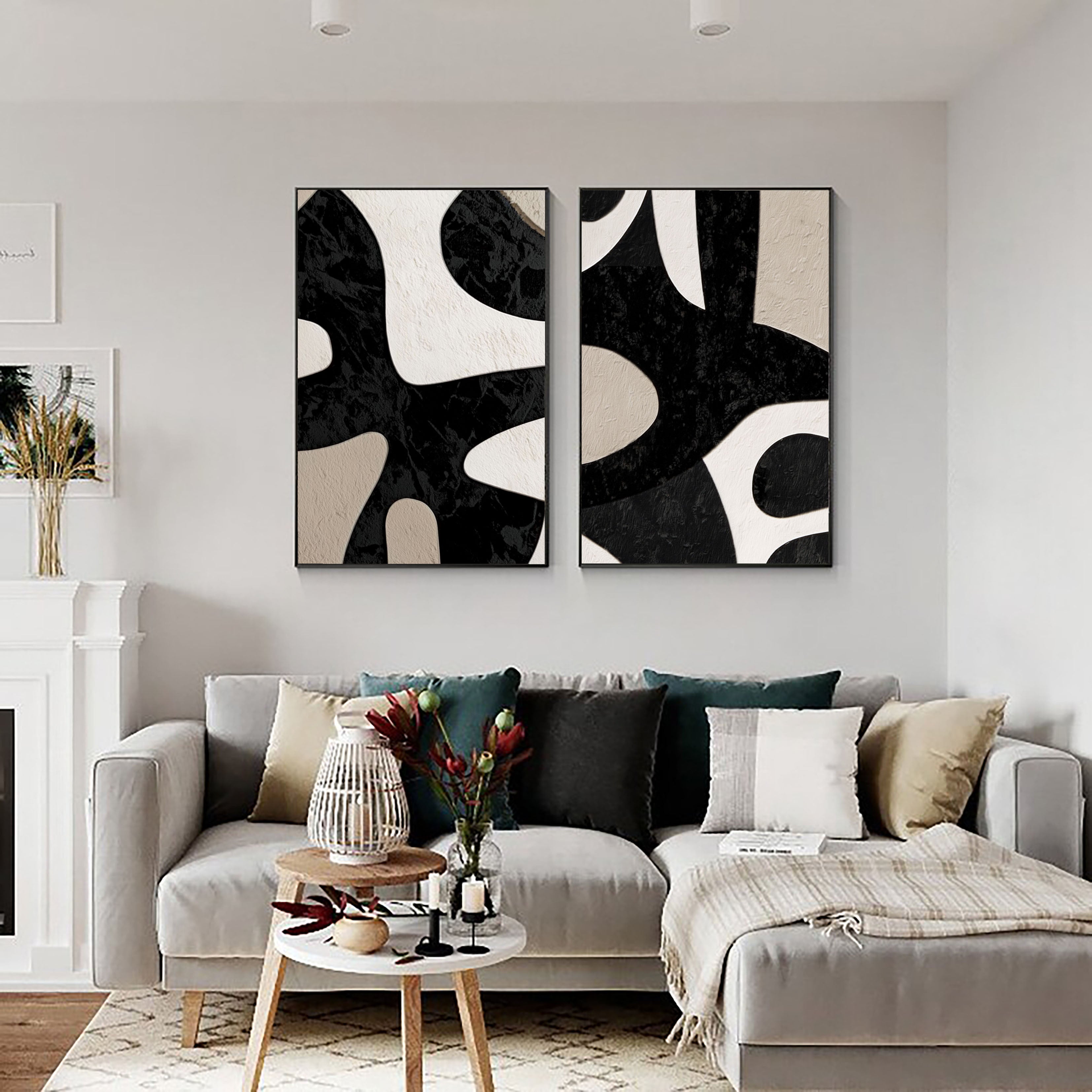 Bold Monochrome Forms | Abstract Duo