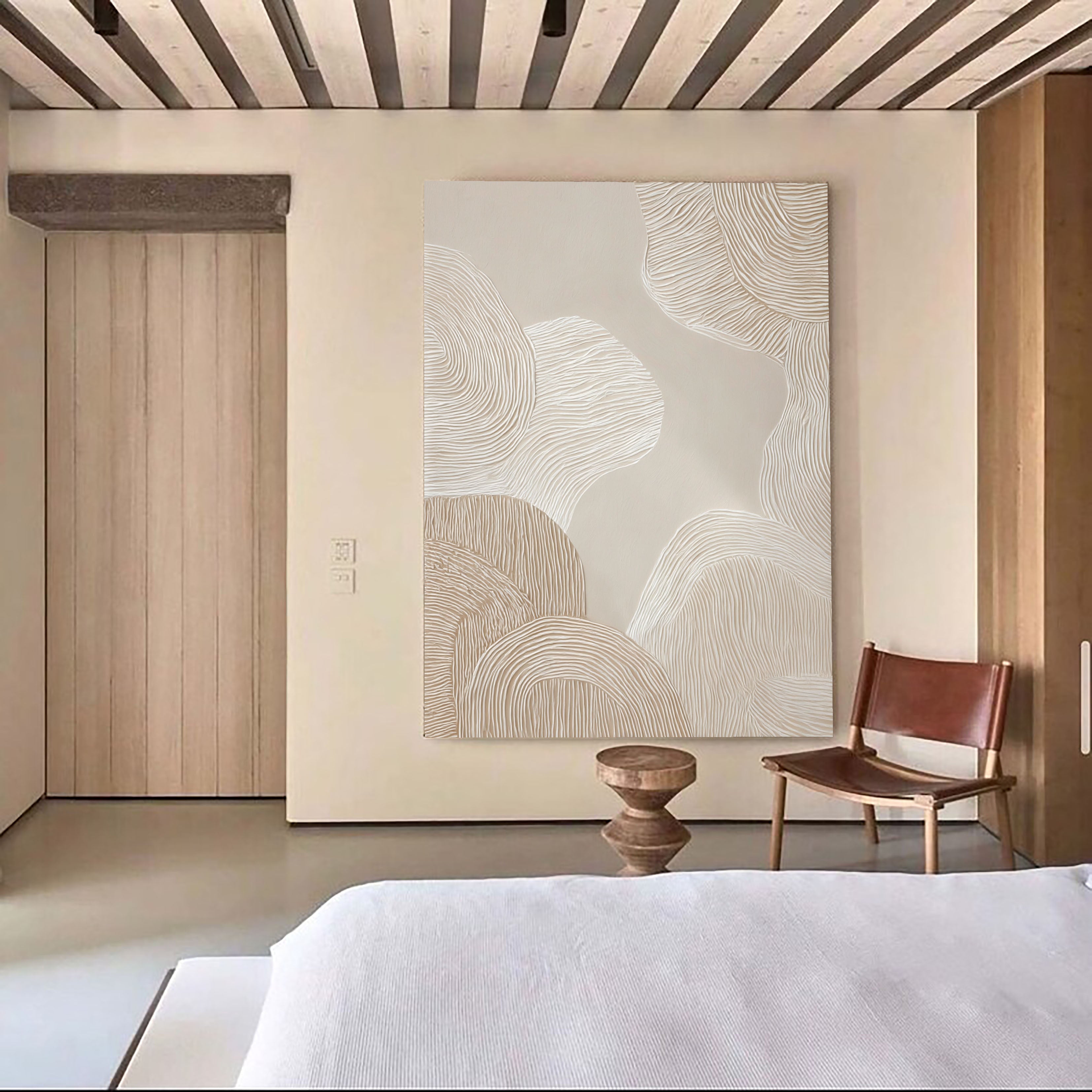 Textured Wave Serenity | Beige White