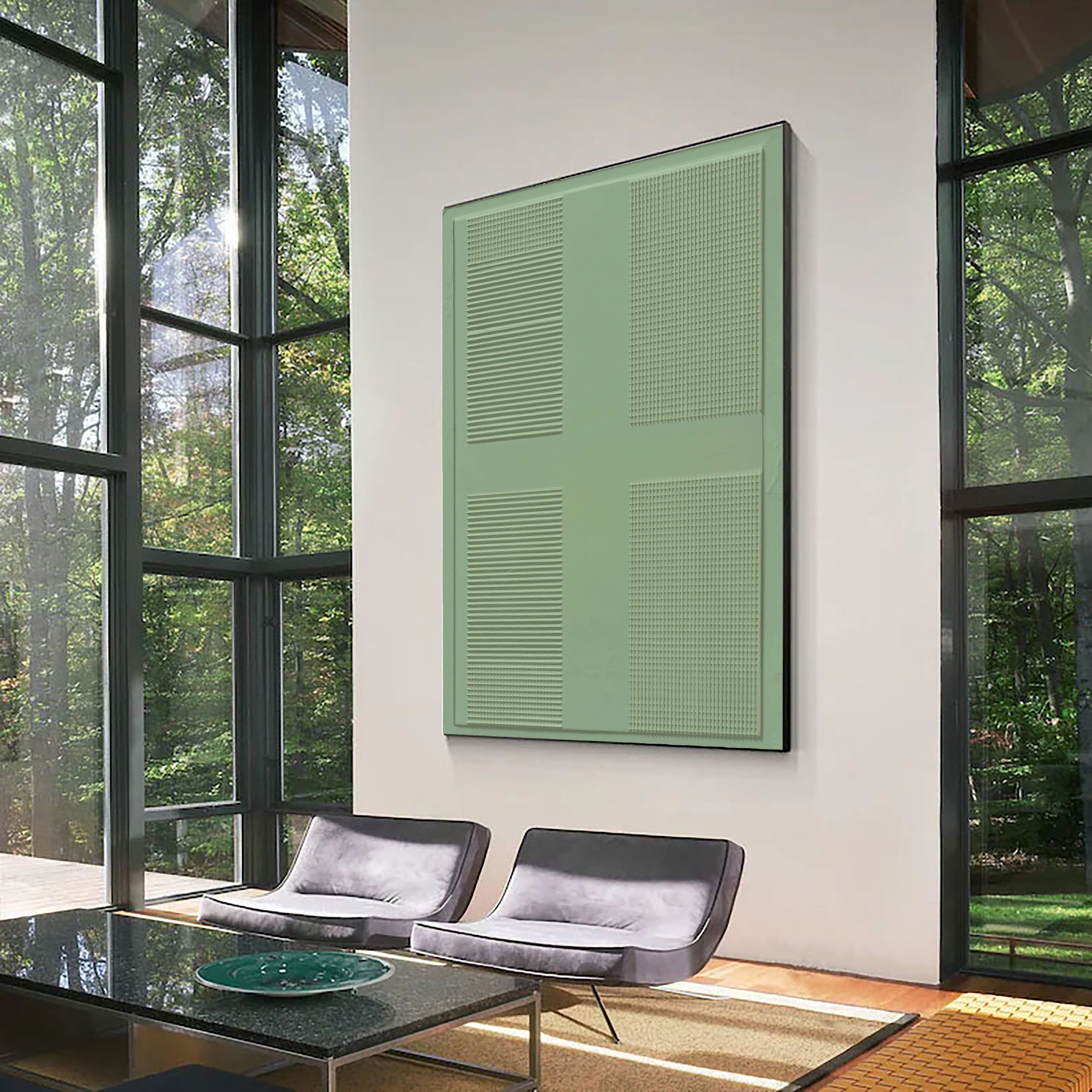 Textured Geometric Grid | Mint Hues