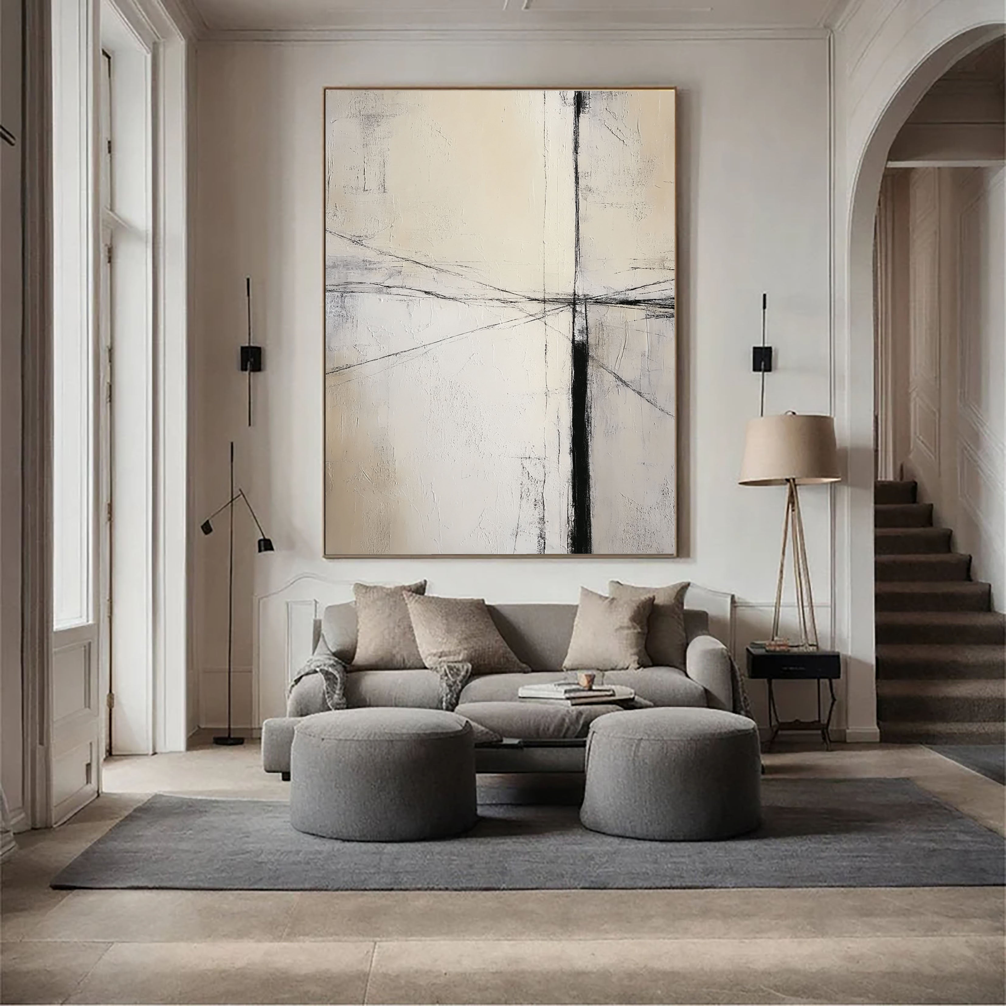 Textured Line Minimalism | Black Beige