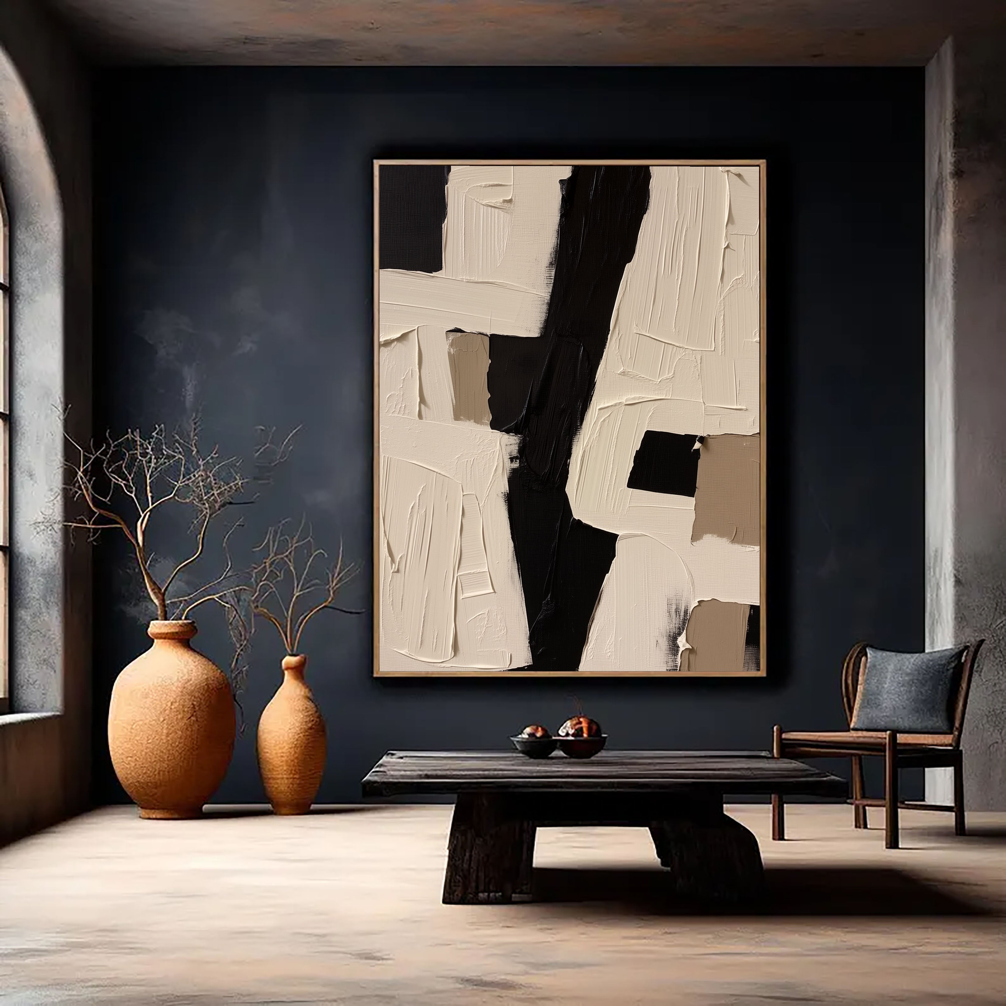 Textured Geometric Blocks | Black Taupe