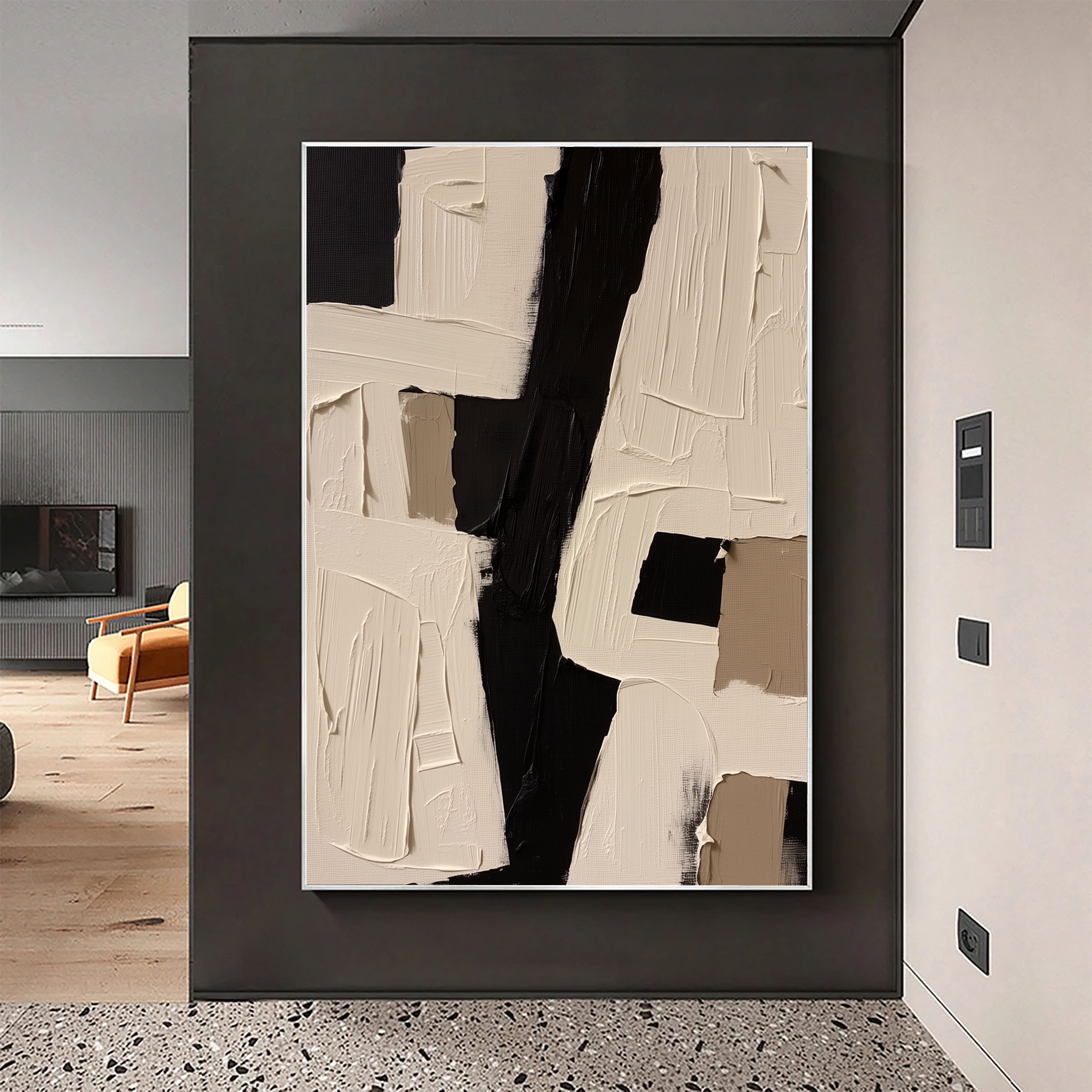 Textured Geometric Blocks | Black Taupe