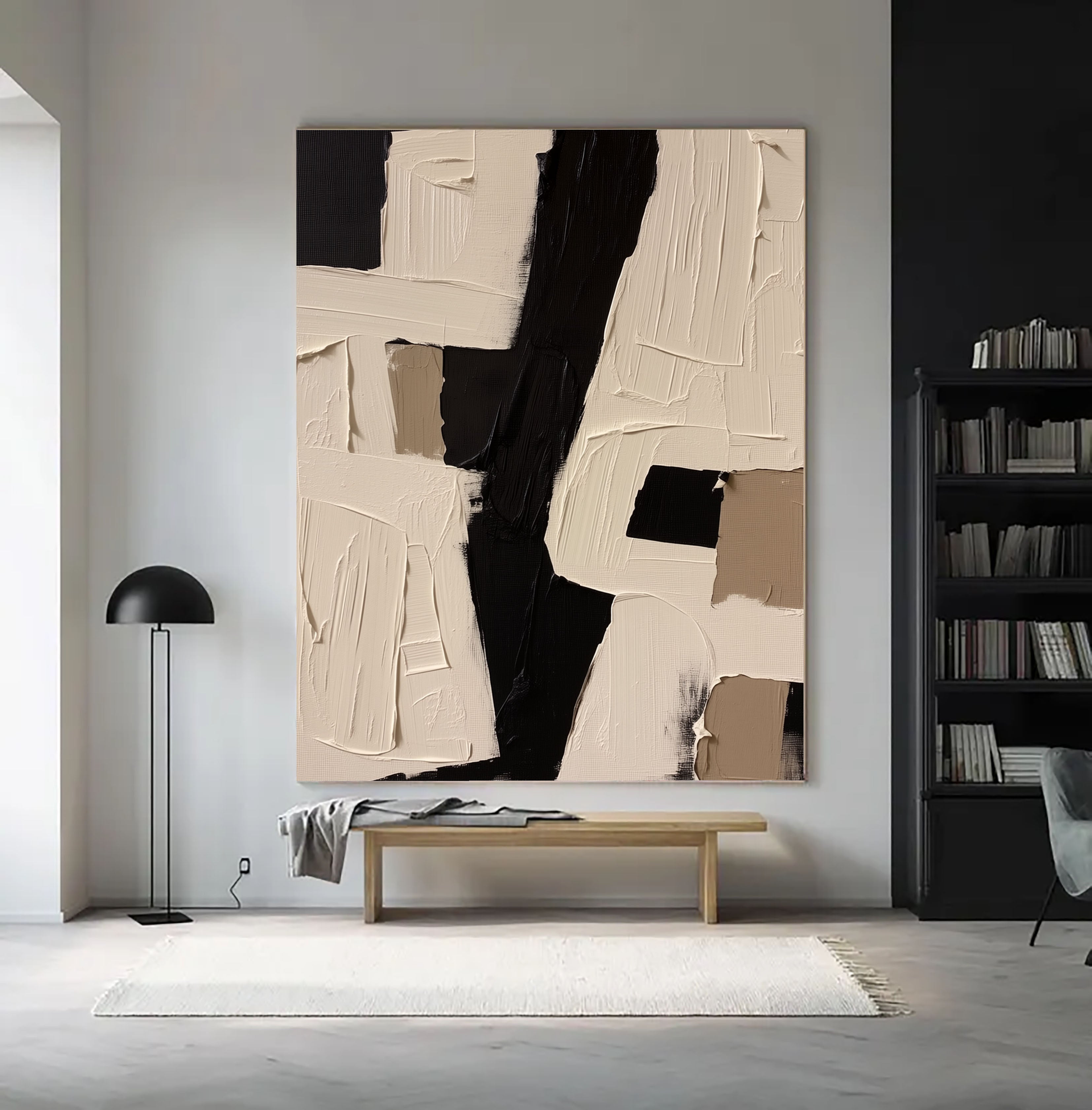 Textured Geometric Blocks | Black Taupe