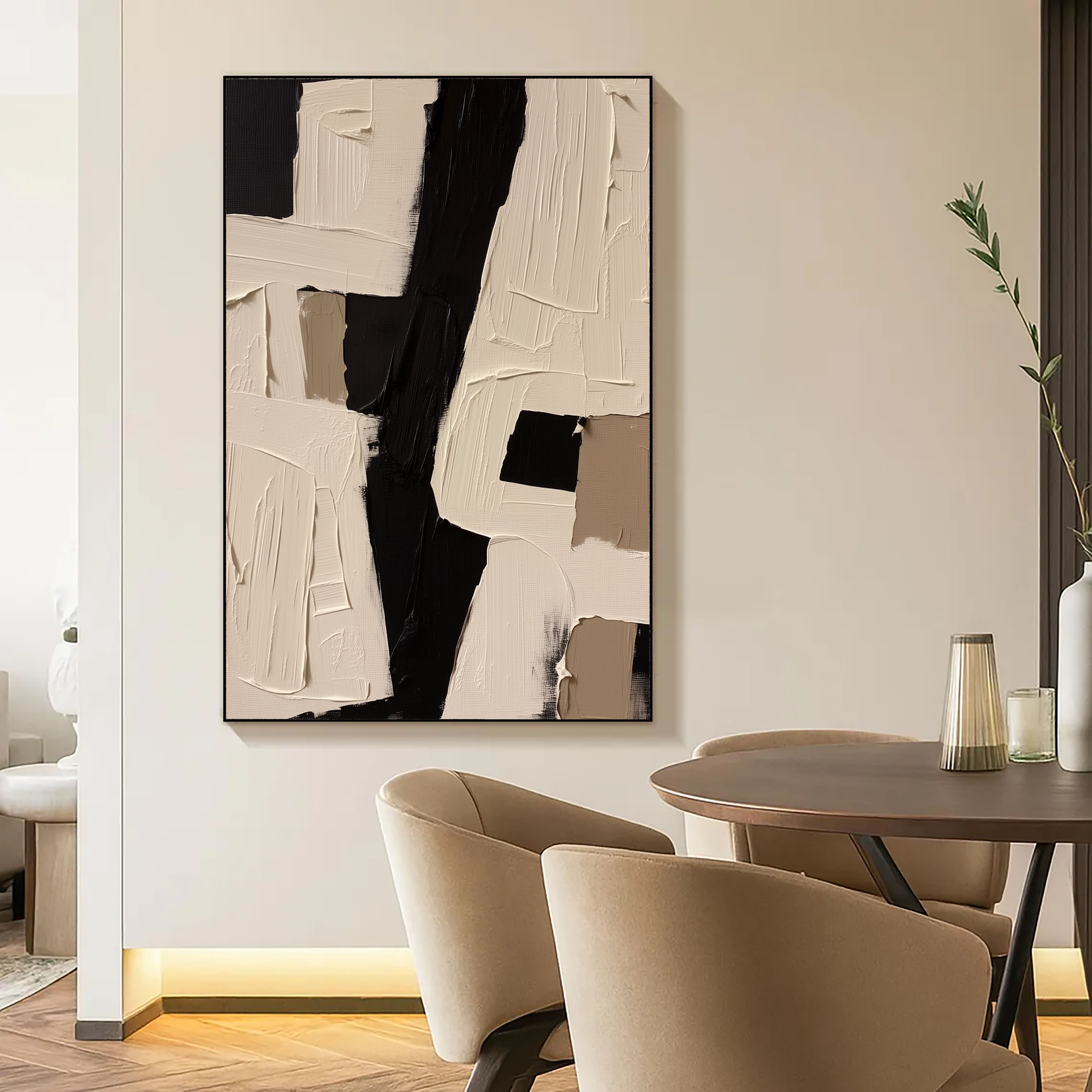 Textured Geometric Blocks | Black Taupe