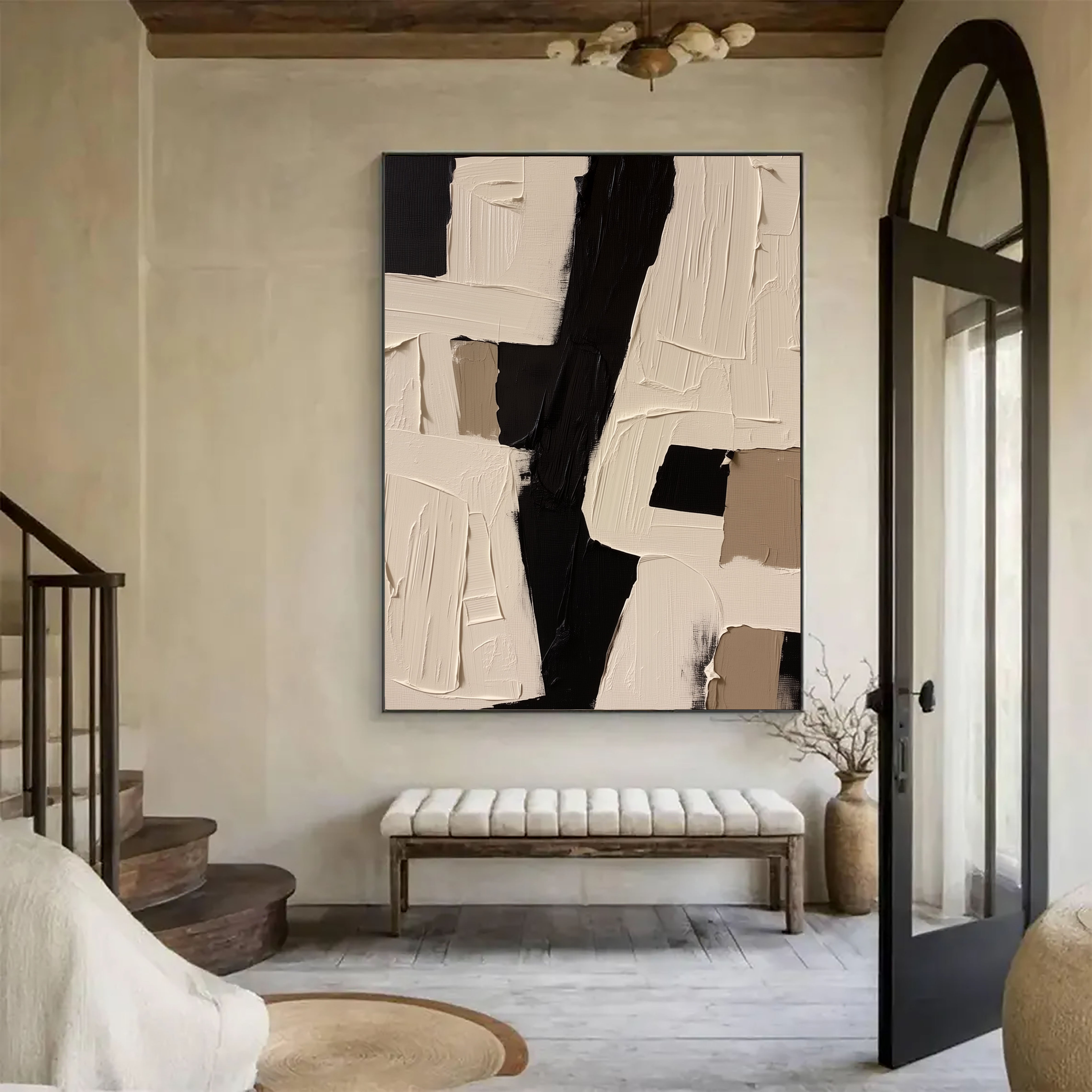 Textured Geometric Blocks | Black Taupe