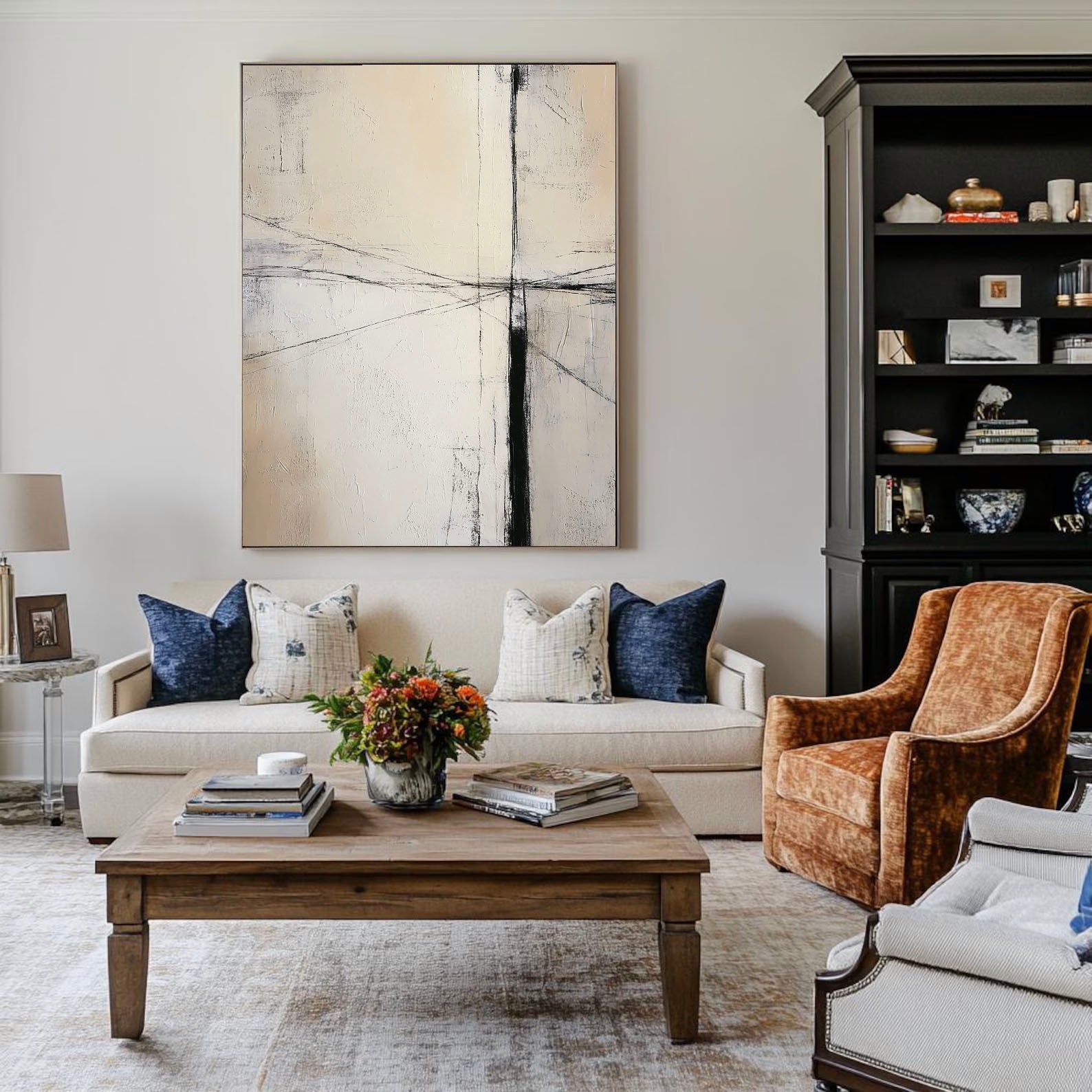 Textured Line Minimalism | Black Beige