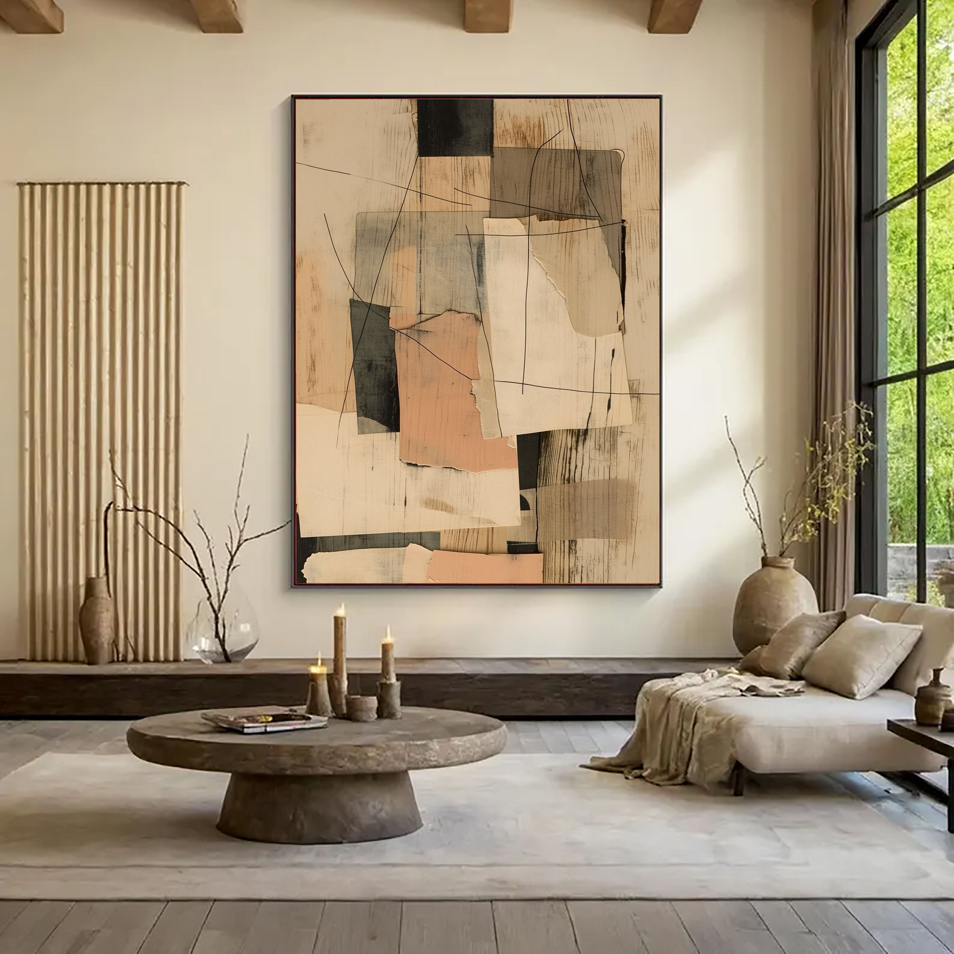 Layered Abstract Collage | Soft Neutral Harmony