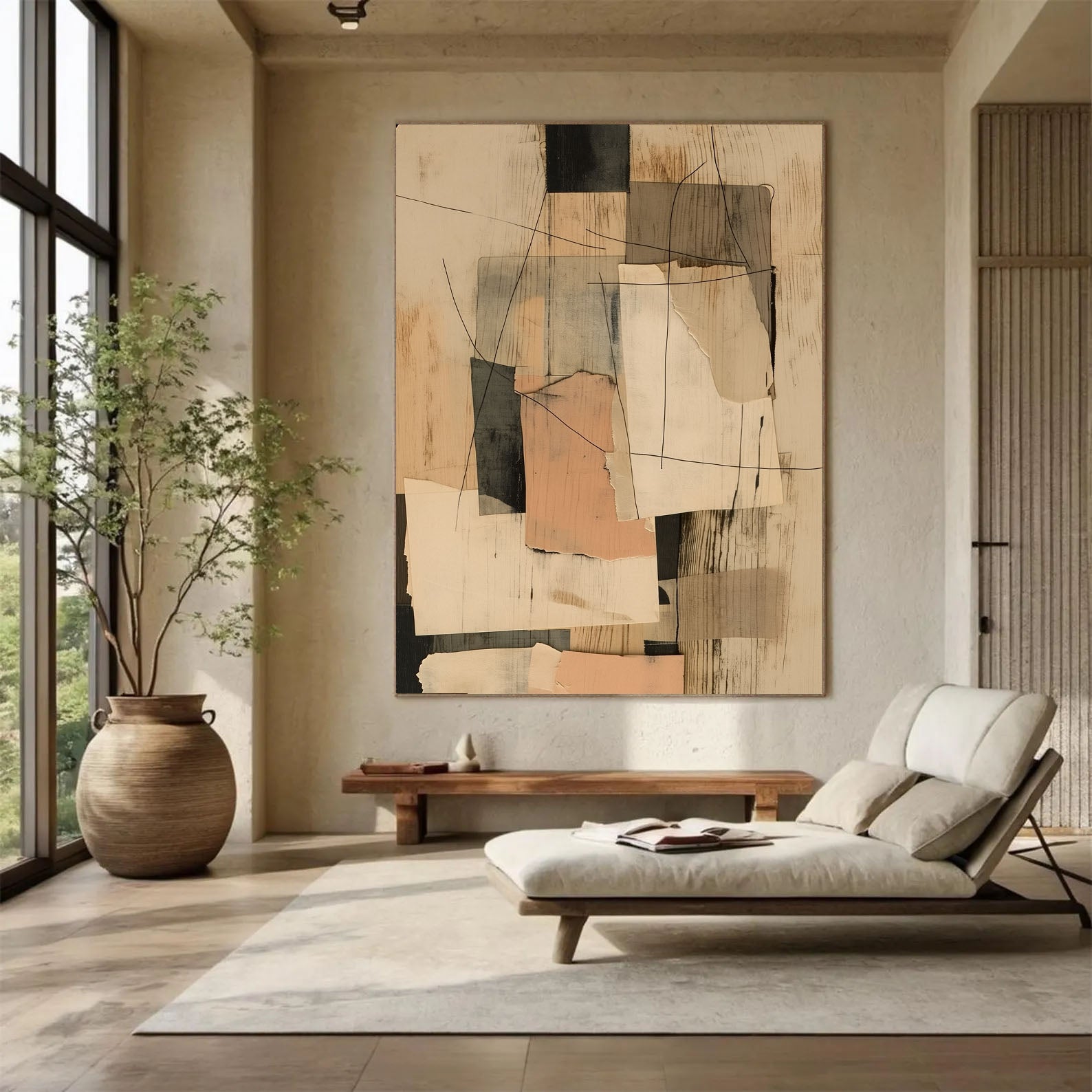 Layered Abstract Collage | Soft Neutral Harmony