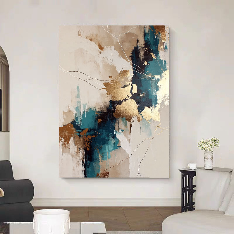 Gilded Teal Abstract | Luxe Veins
