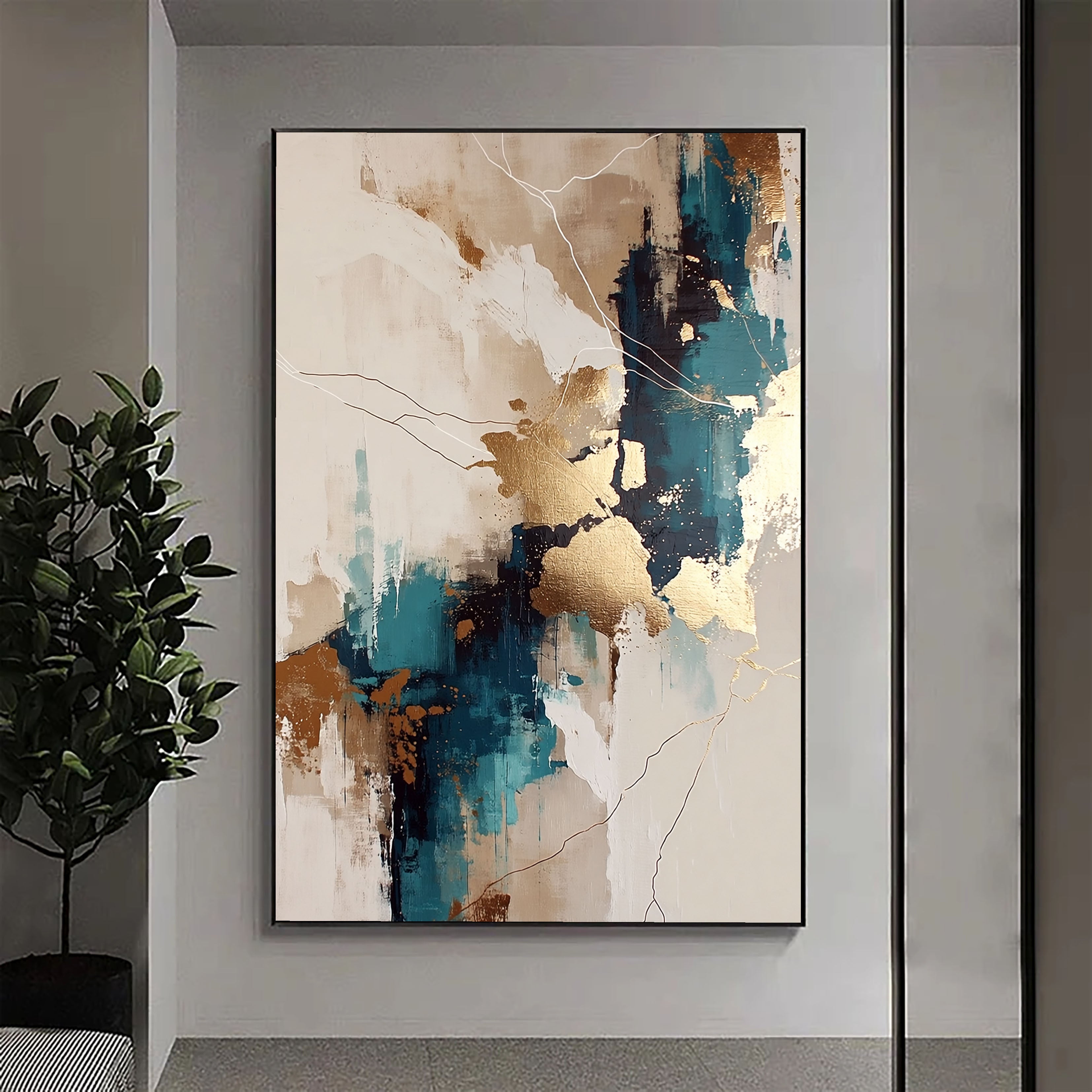 Gilded Teal Abstract | Luxe Veins