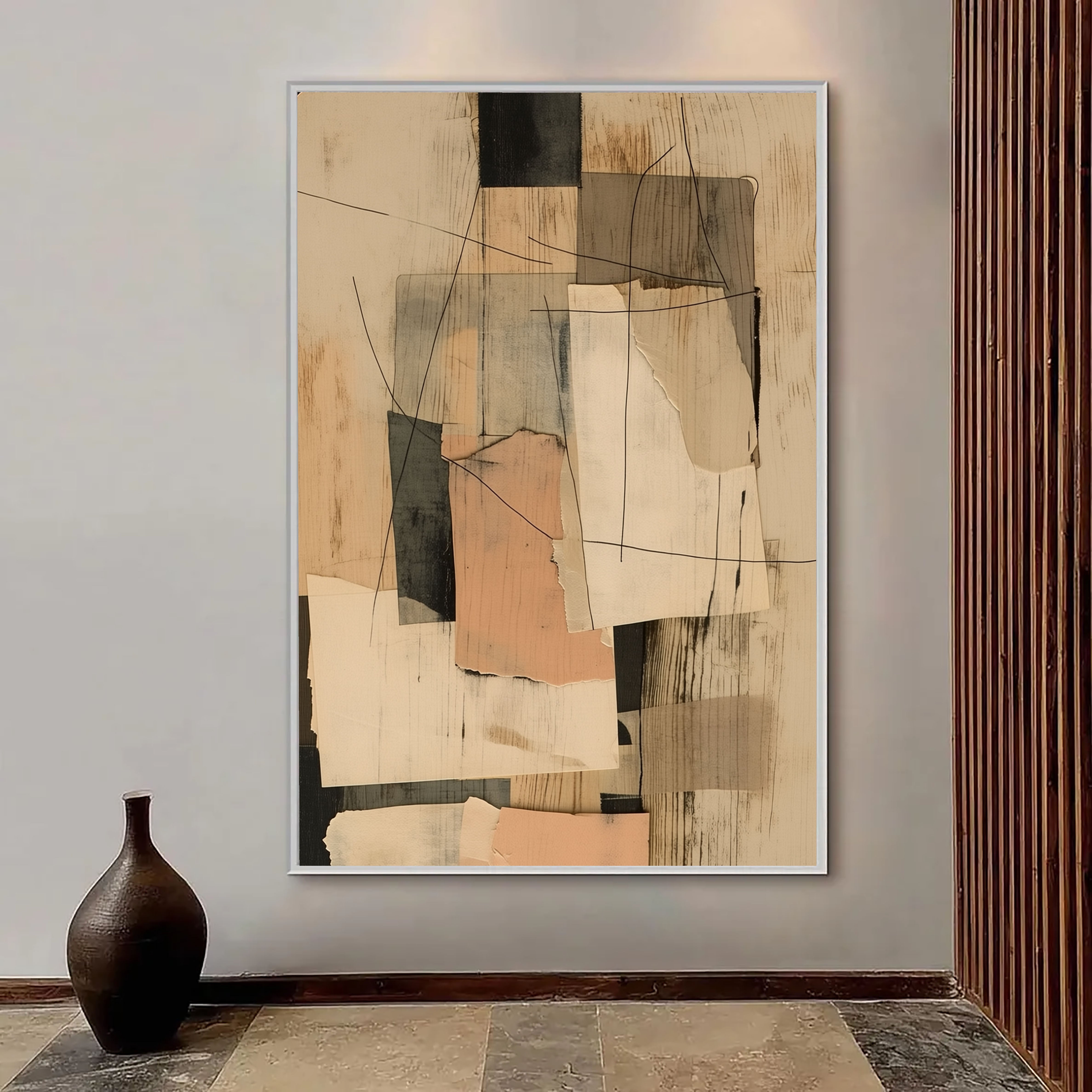 Layered Abstract Collage | Soft Neutral Harmony