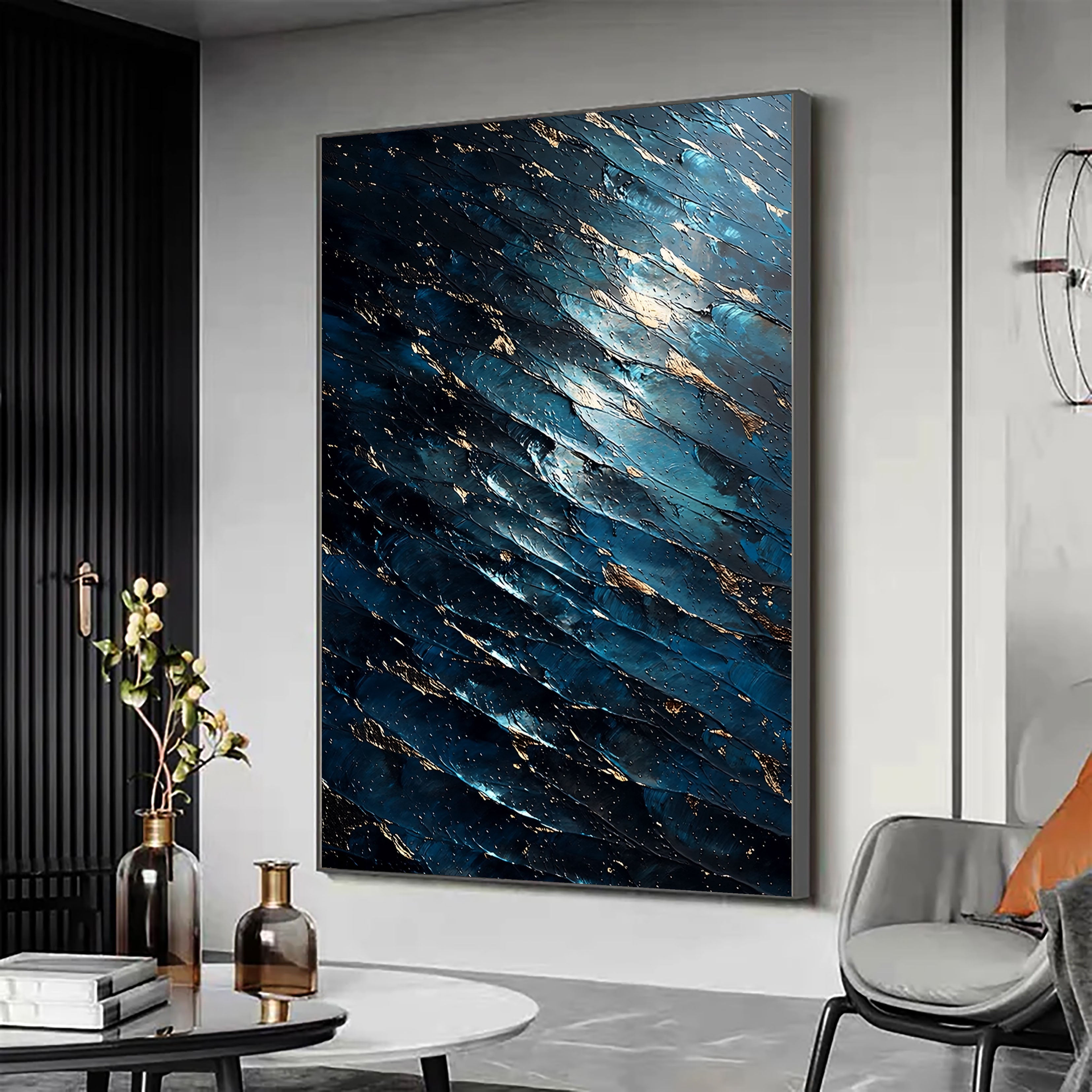 Textured Midnight Tide | Gilded Ripples
