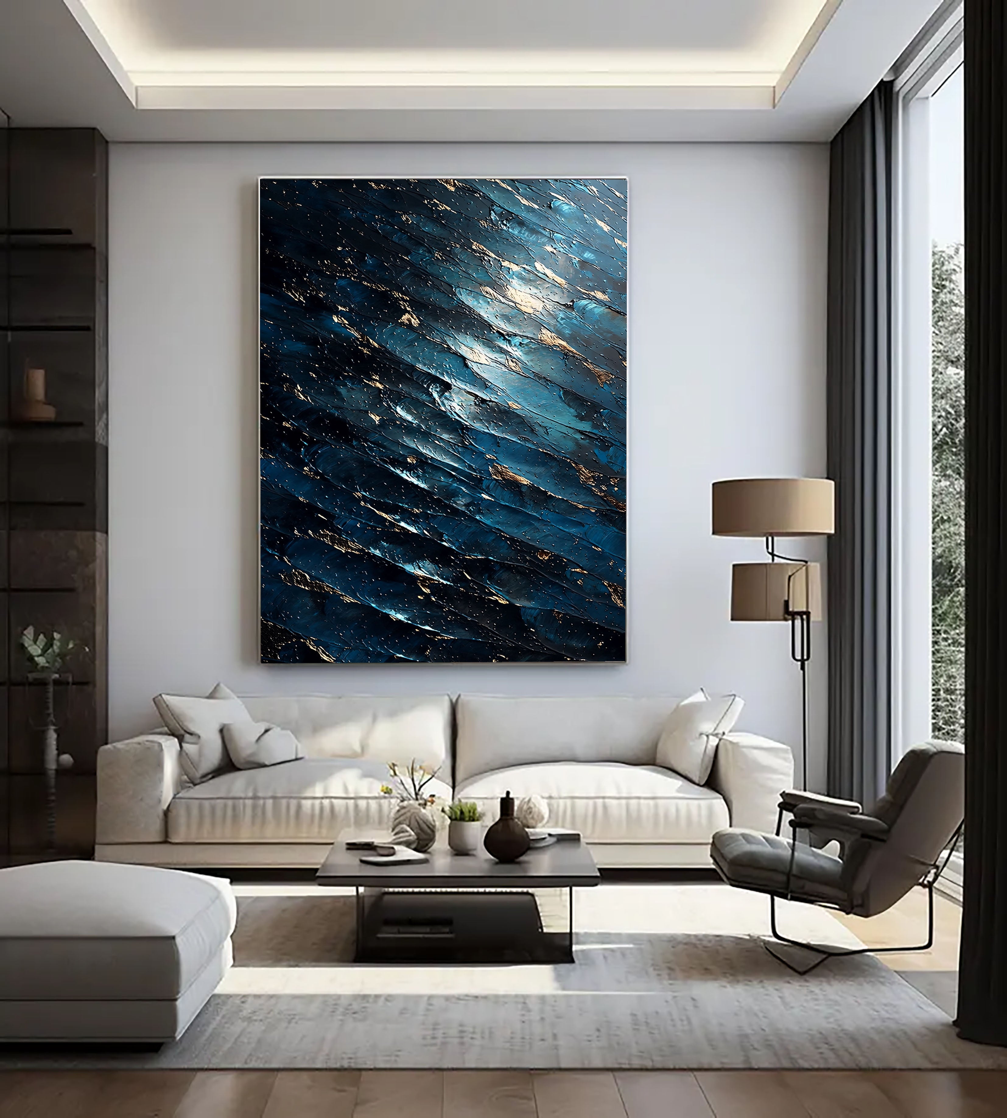 Textured Midnight Tide | Gilded Ripples