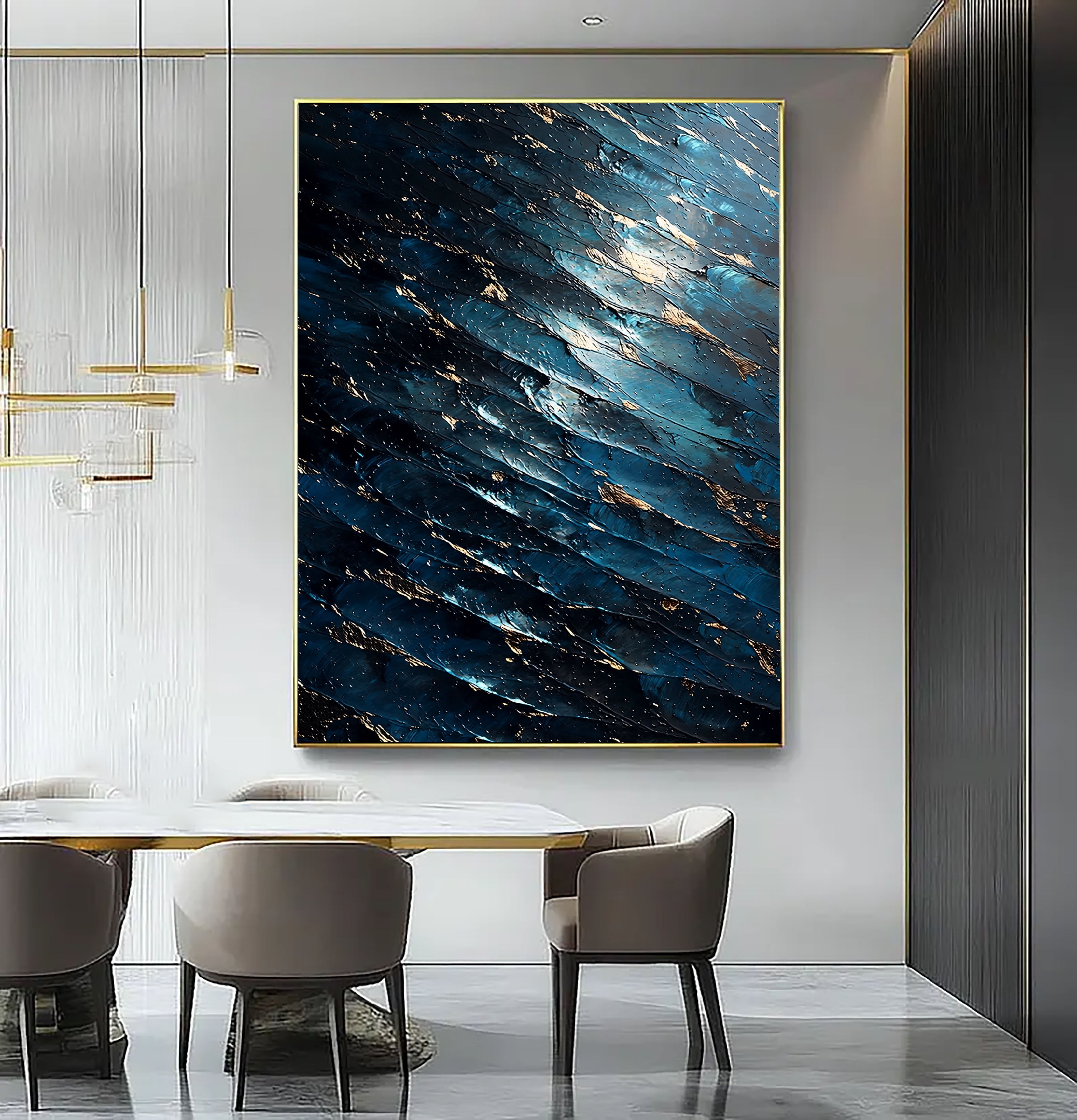 Strukturierte Mitternachtsflut | Vergoldete Wellen