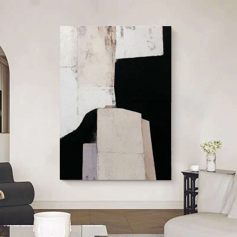 Textured Abstract Elegance | Black Beige