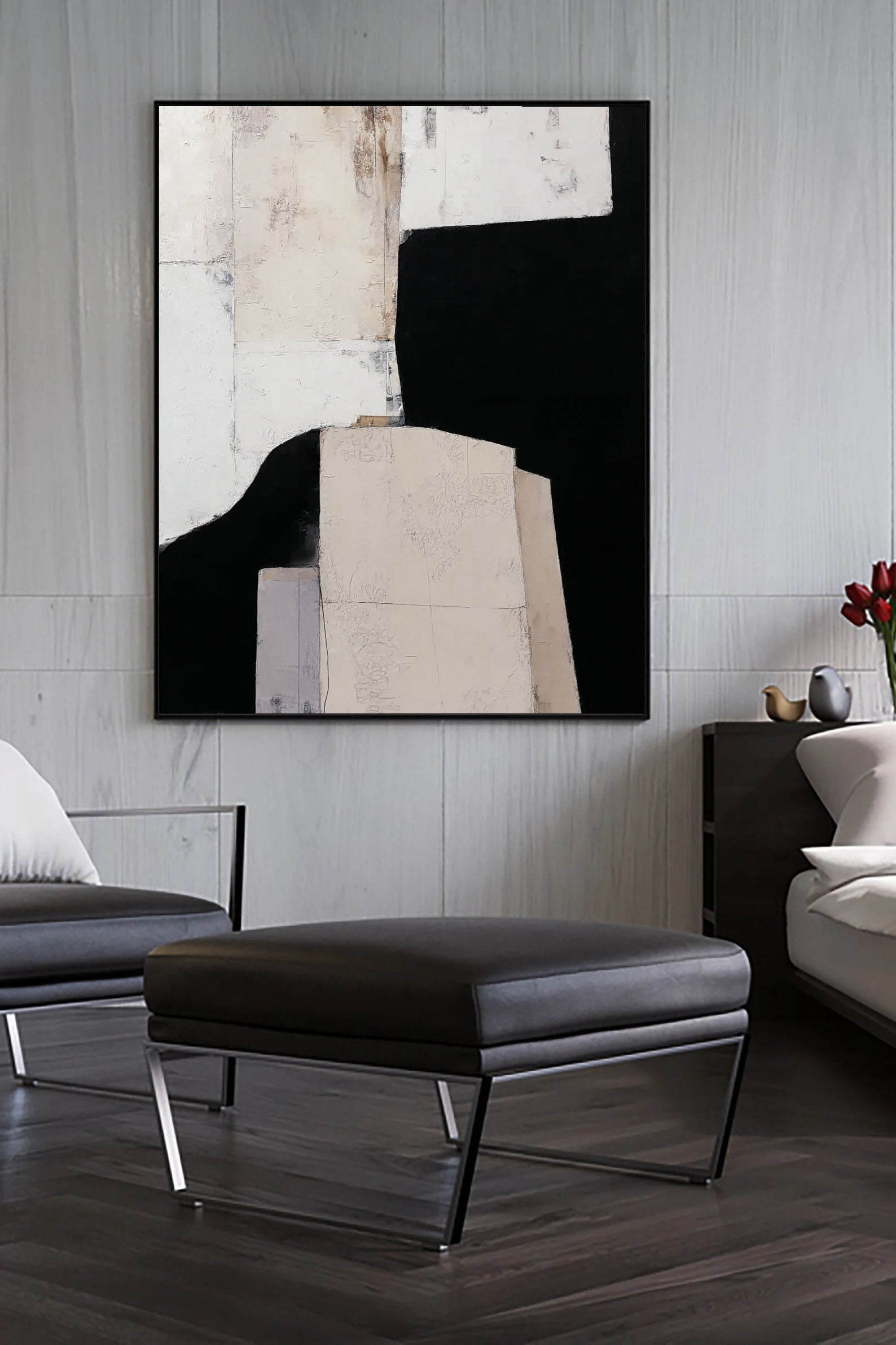 Textured Abstract Elegance | Black Beige