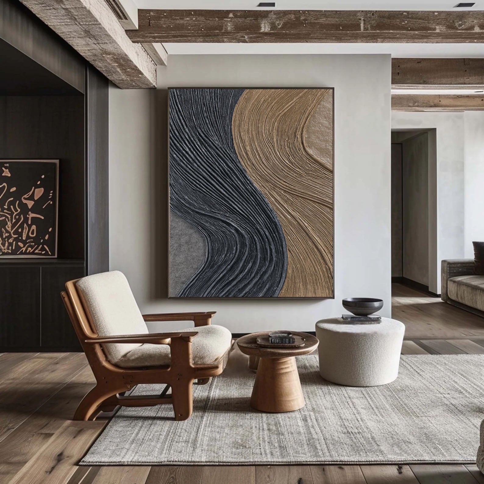 Textured Fluid Strands | Noir Taupe