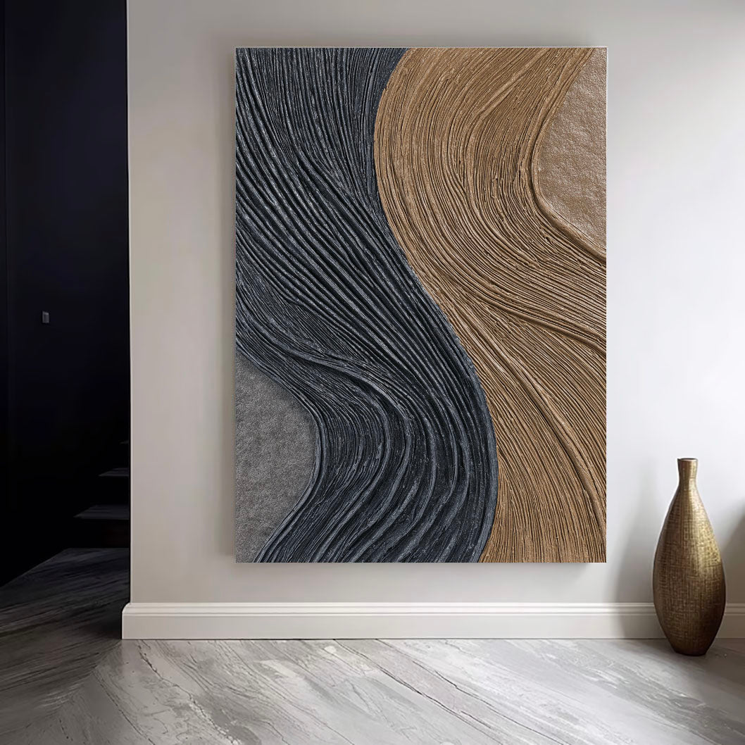 Textured Fluid Strands | Noir Taupe