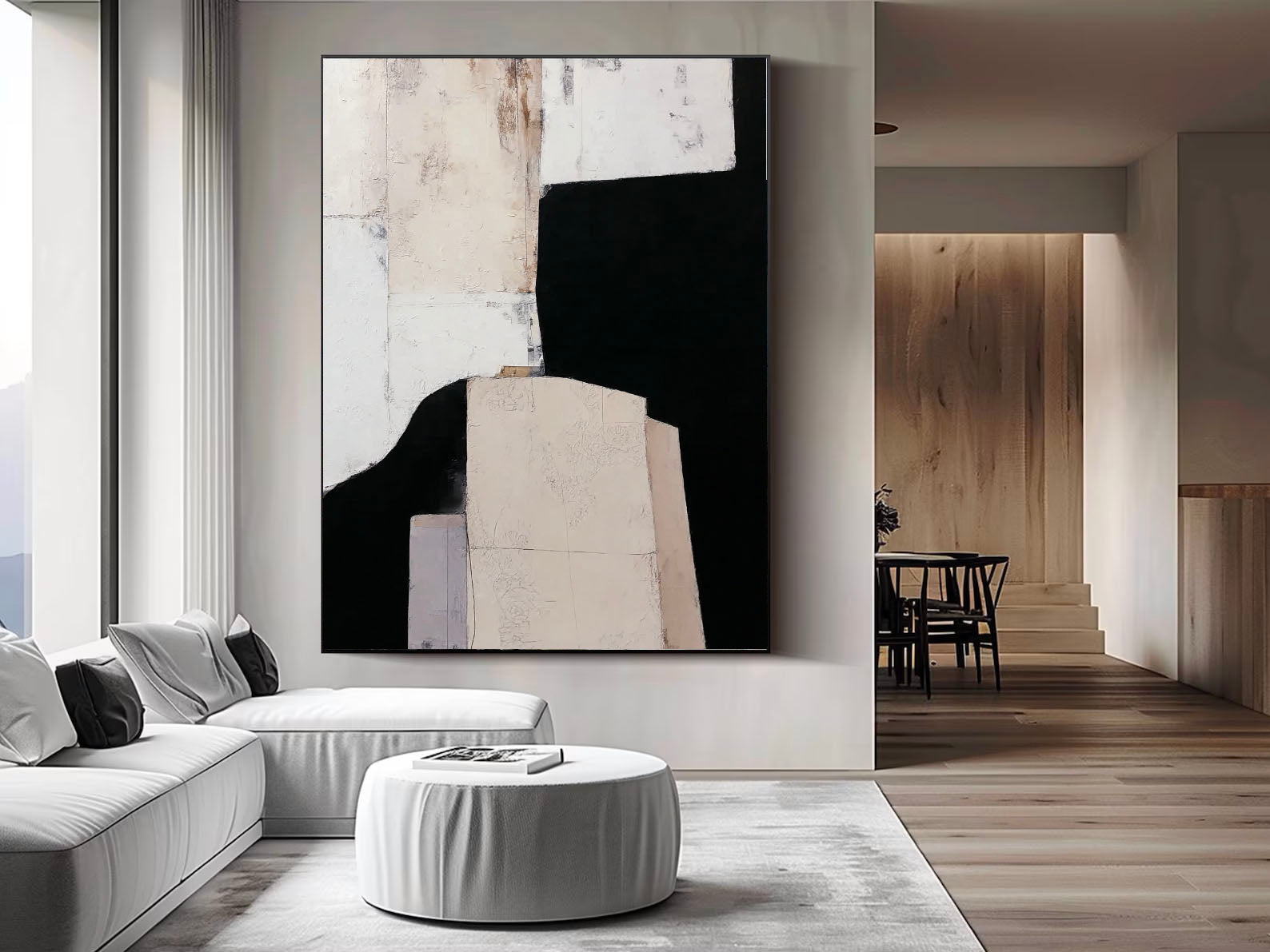 Textured Abstract Elegance | Black Beige
