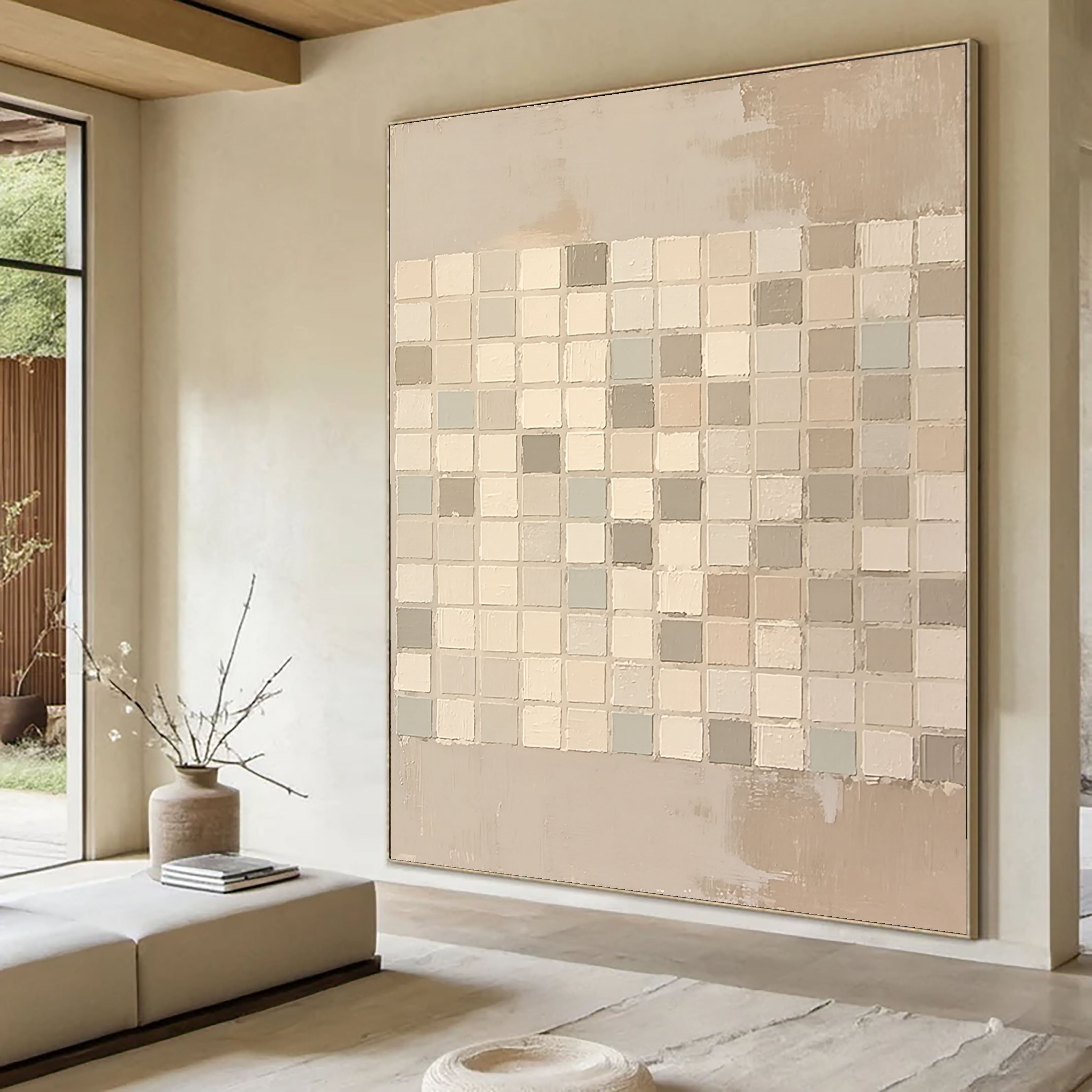 Neutral Grid Serenity | Mosaic Hues