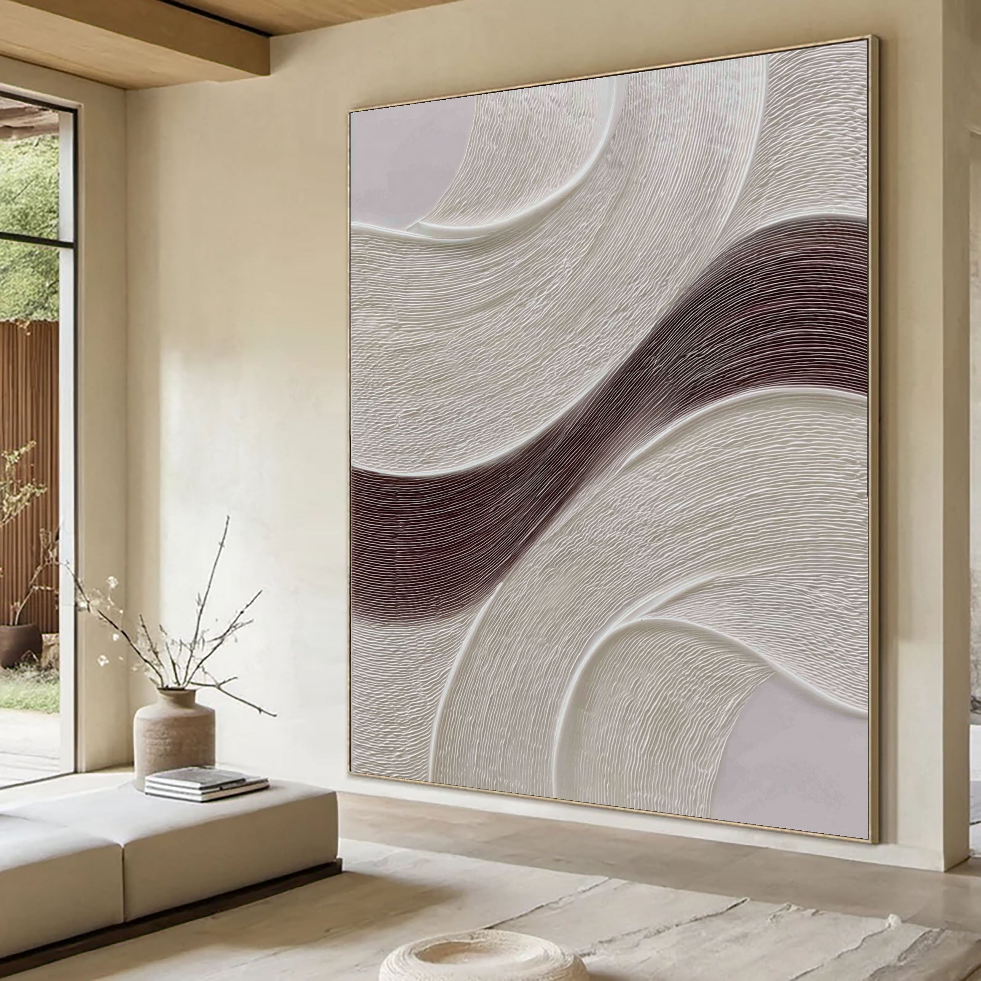 Textured Wavy Strokes | Ivory Brown