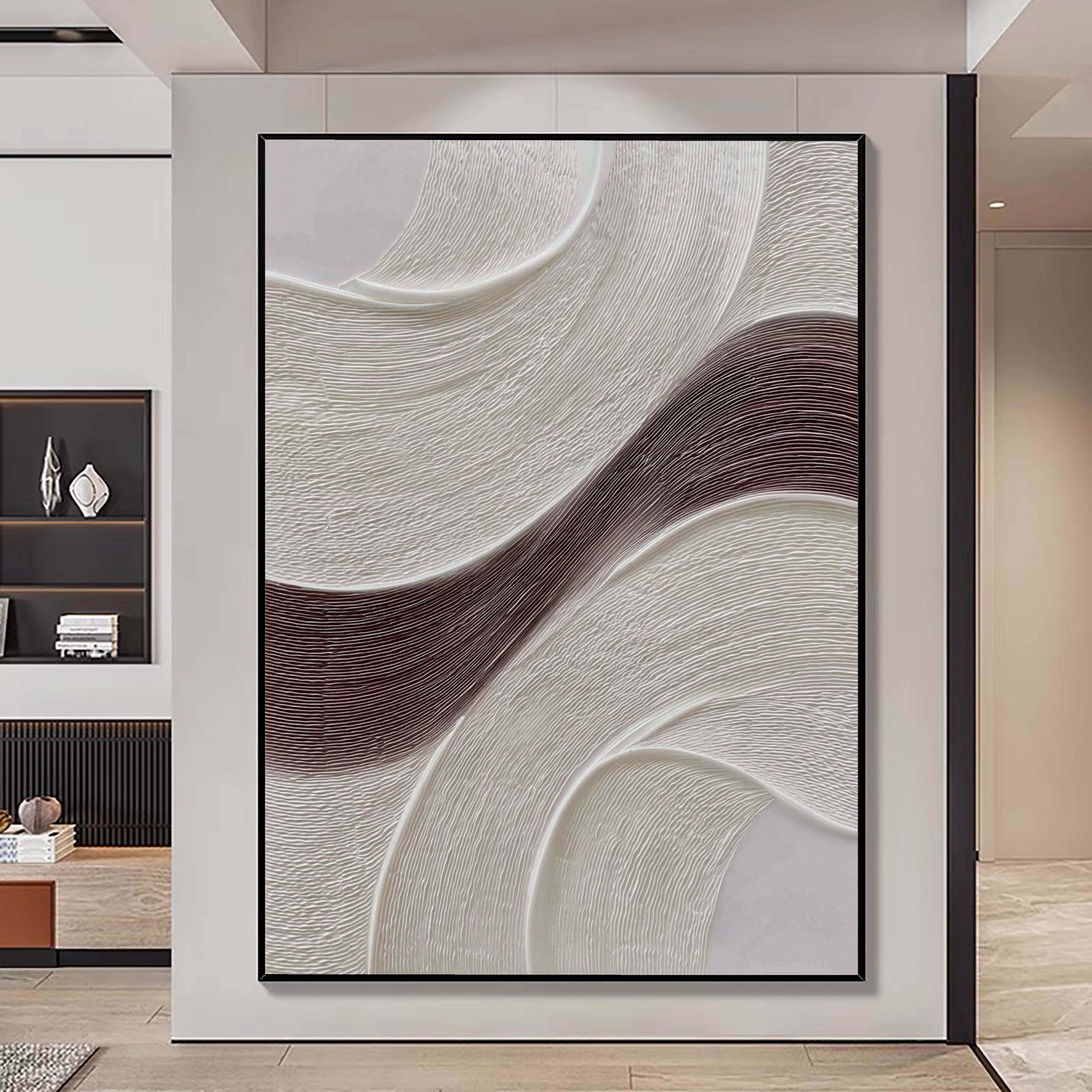 Textured Wavy Strokes | Ivory Brown