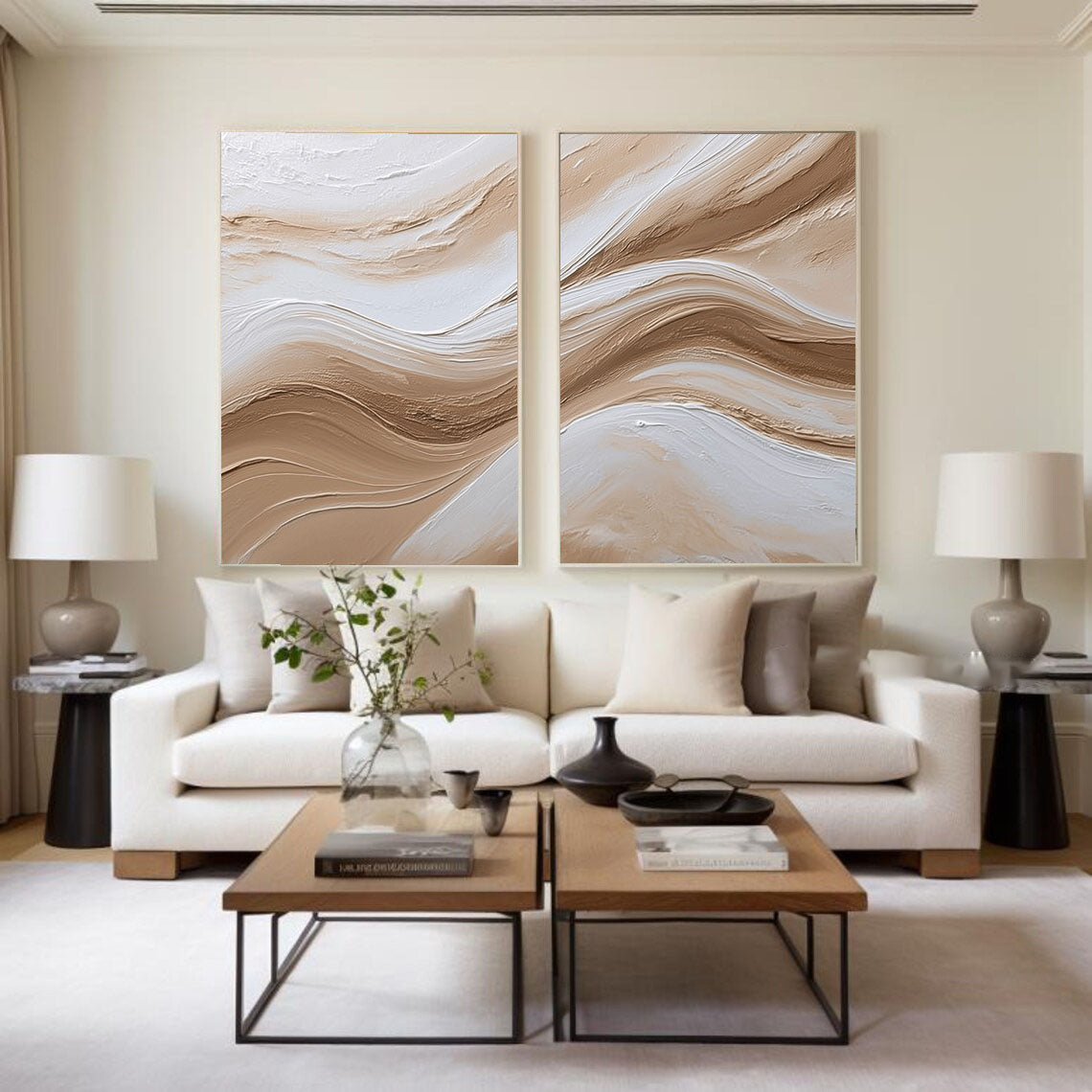 Textured Beige Waves | Flowing Lines