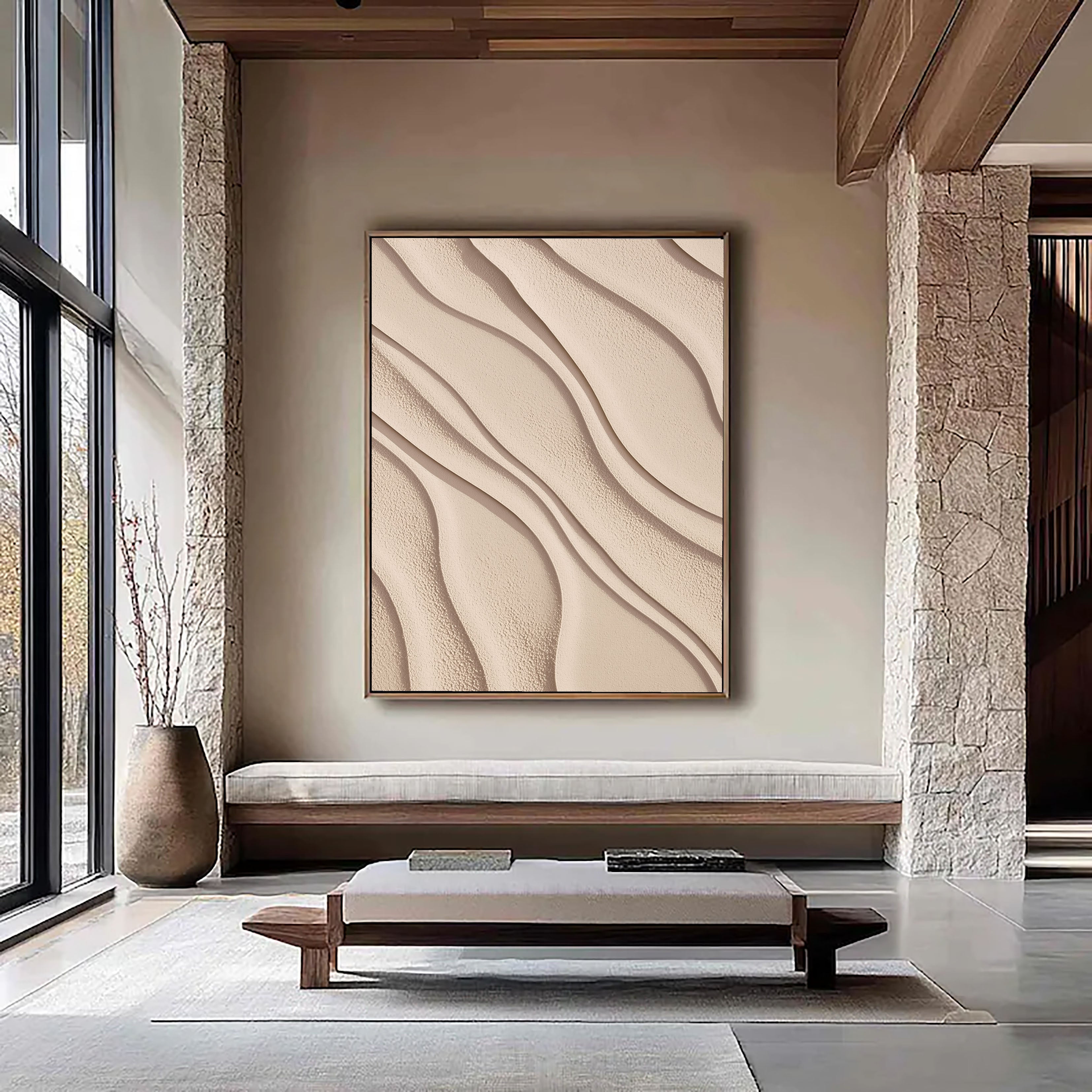 Sculpted Sand Ripples | Soft Beige Flow