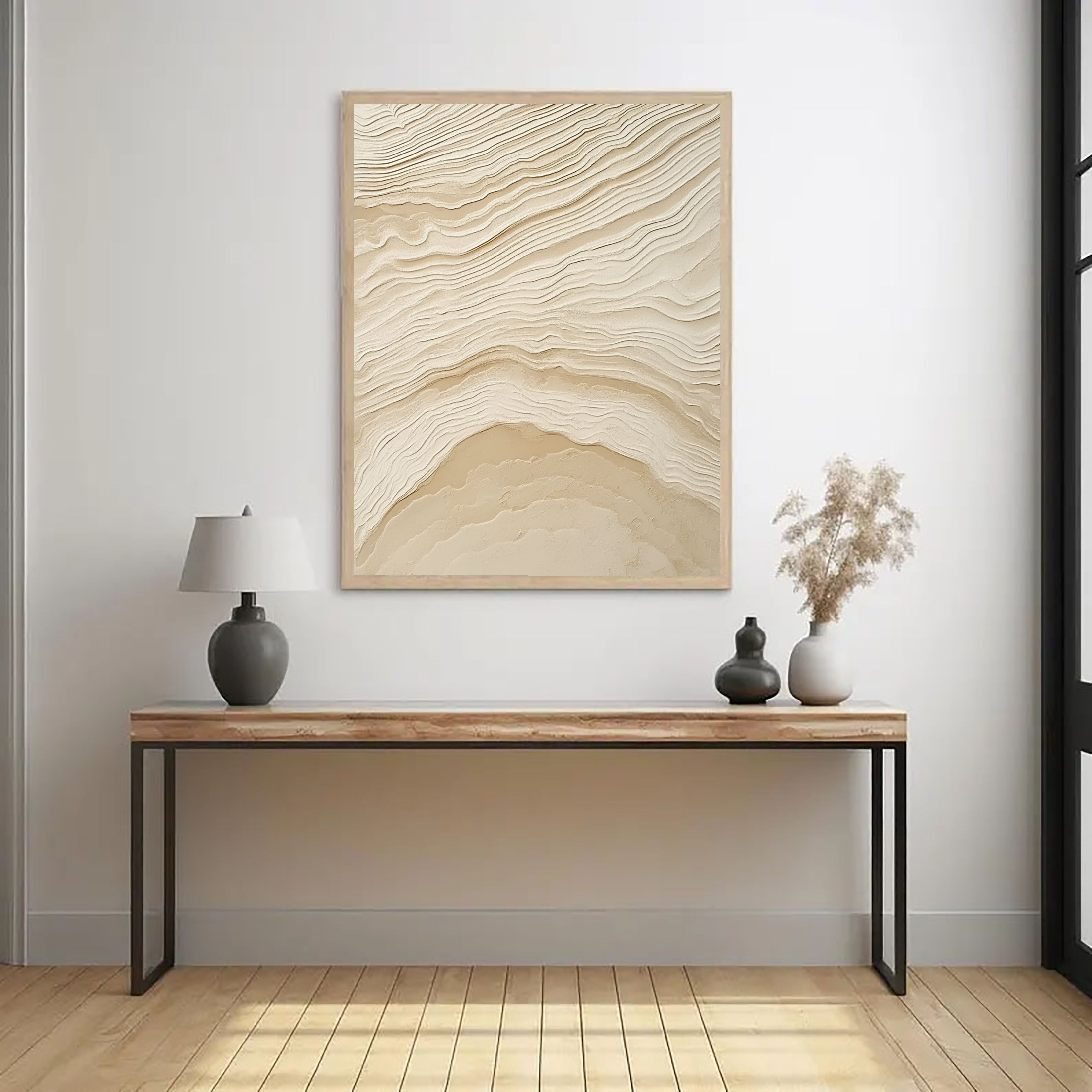 Textured Topographic Serenity | Beige Waves