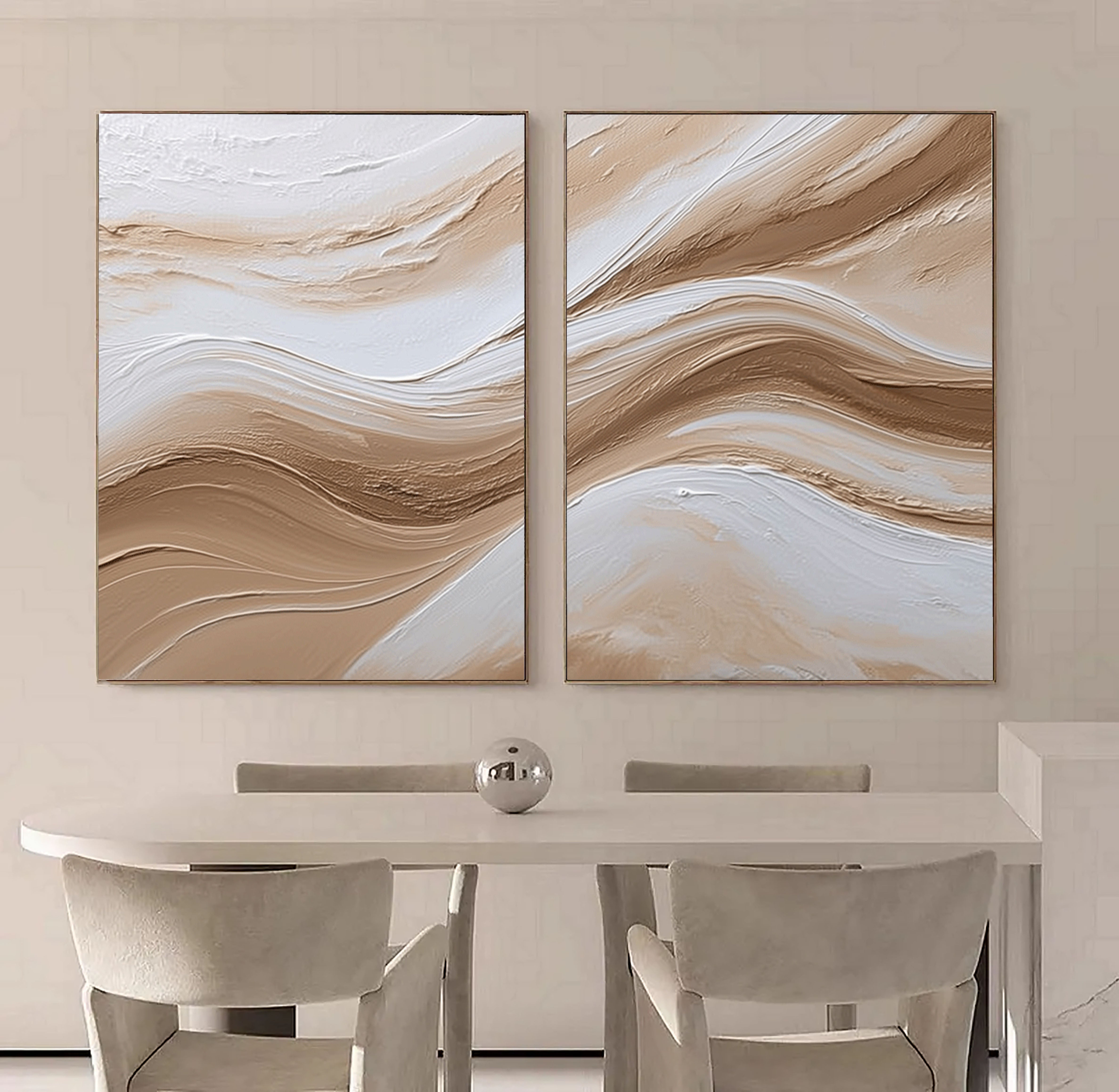 Textured Beige Waves | Flowing Lines