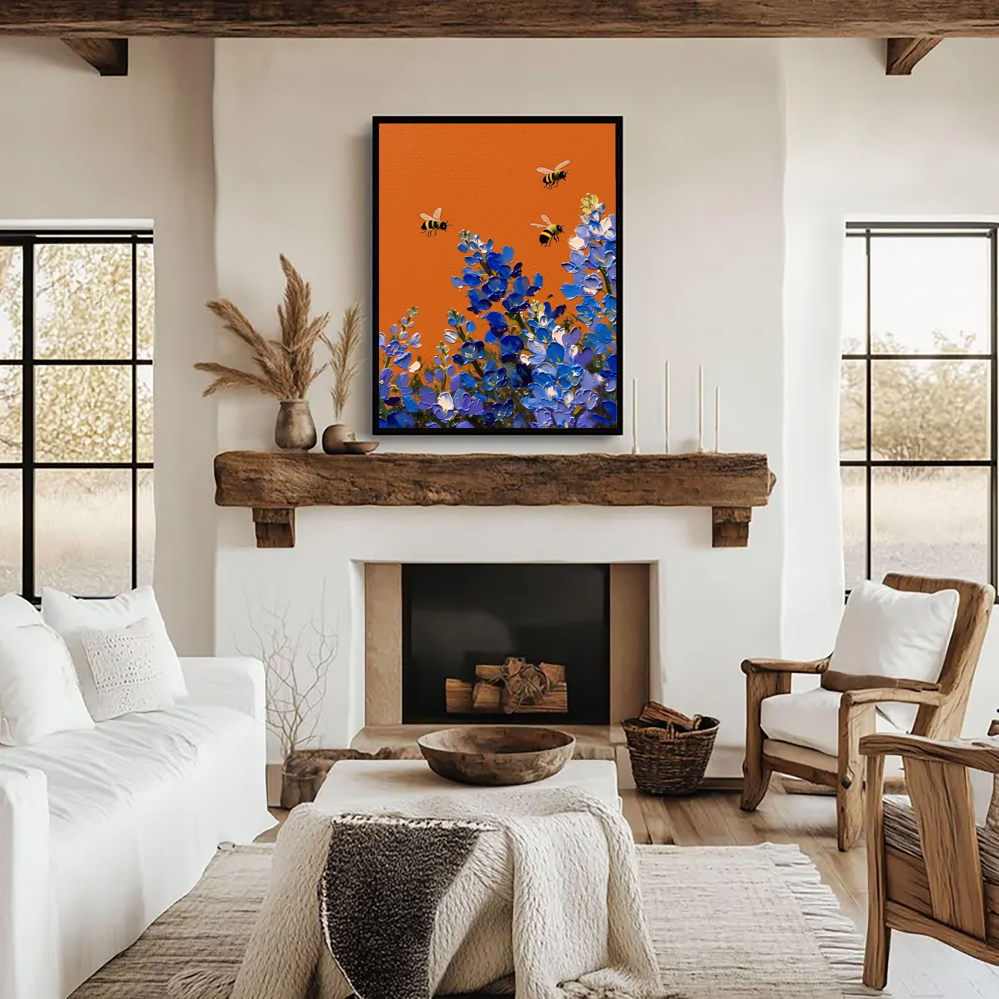 Vibrant Bee Harmony | Blue Bloom Dance