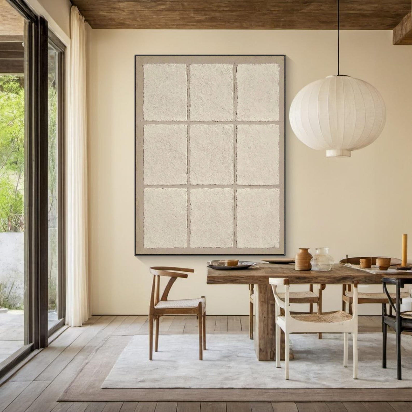 Textured Grid Panels | Pale Ivory