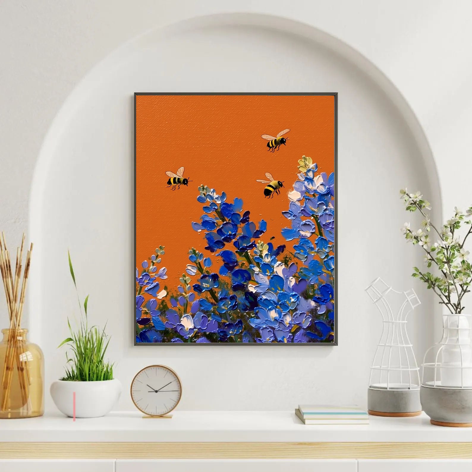 Vibrant Bee Harmony | Blue Bloom Dance