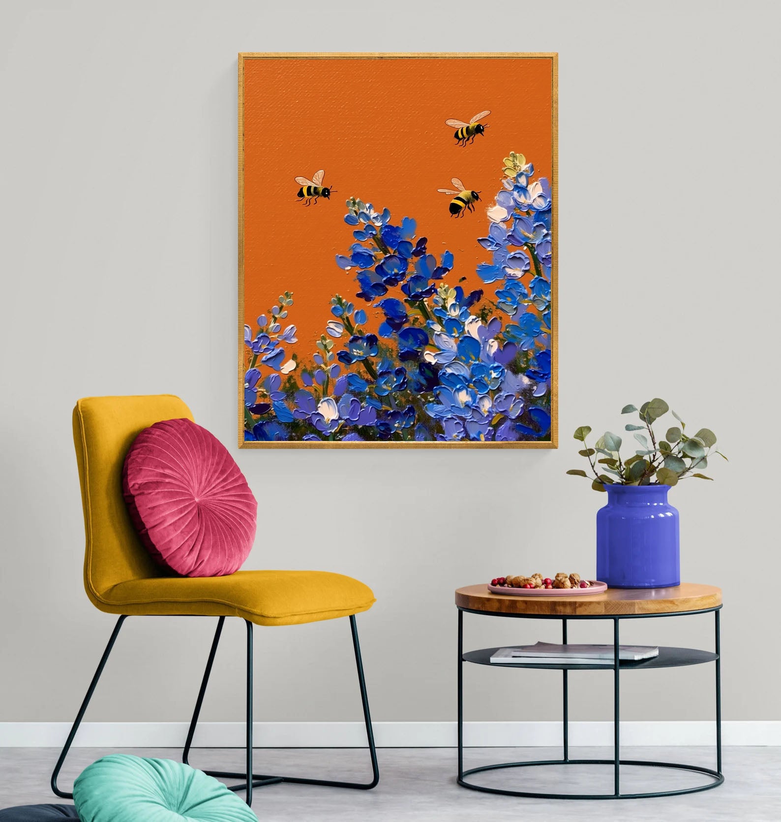 Vibrant Bee Harmony | Blue Bloom Dance