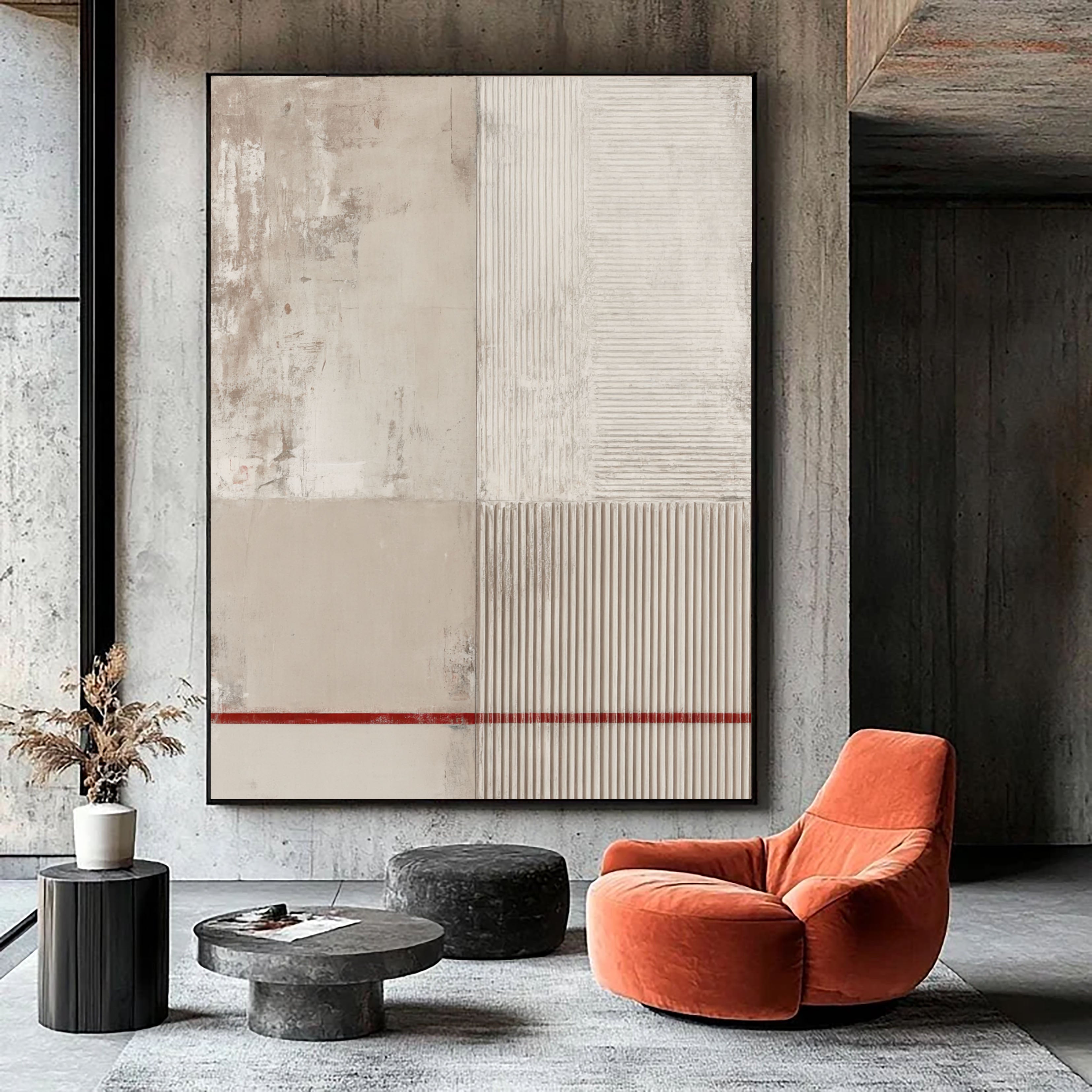 Textured Minimalist Contrast | Beige Lines