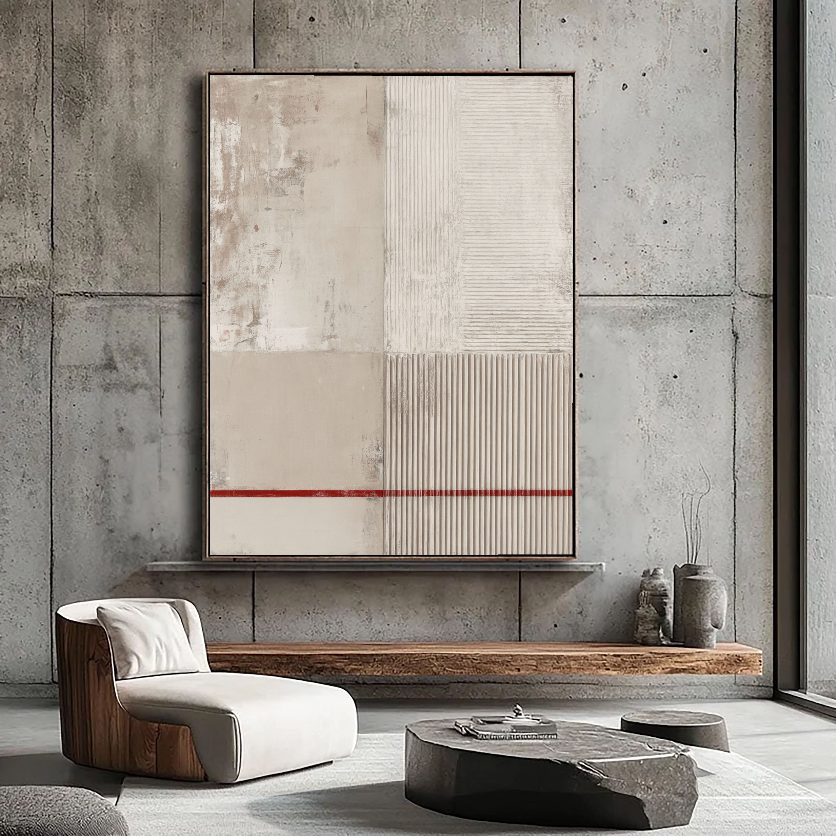 Textured Minimalist Contrast | Beige Lines