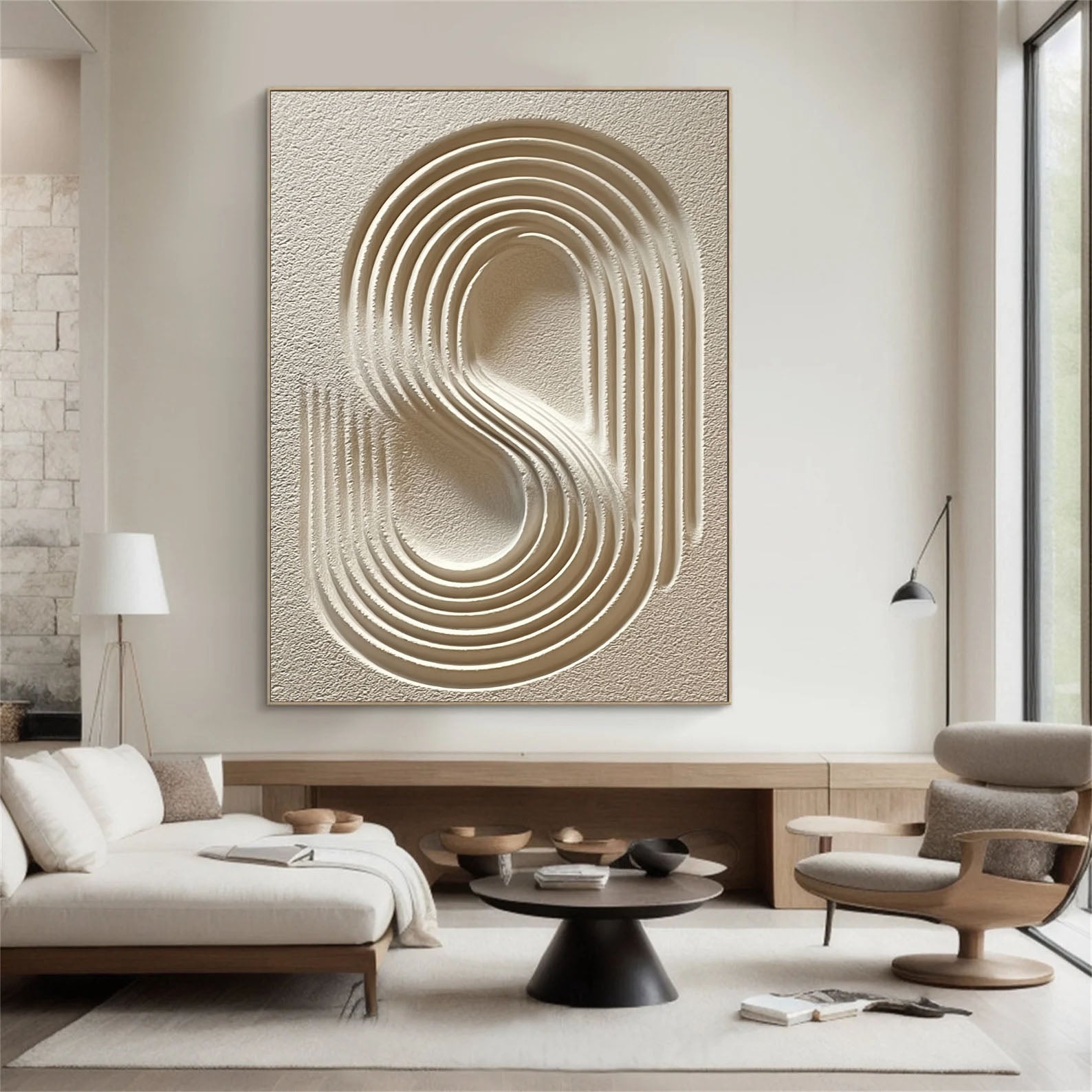 Textured Swirl Contours | Pale Beige