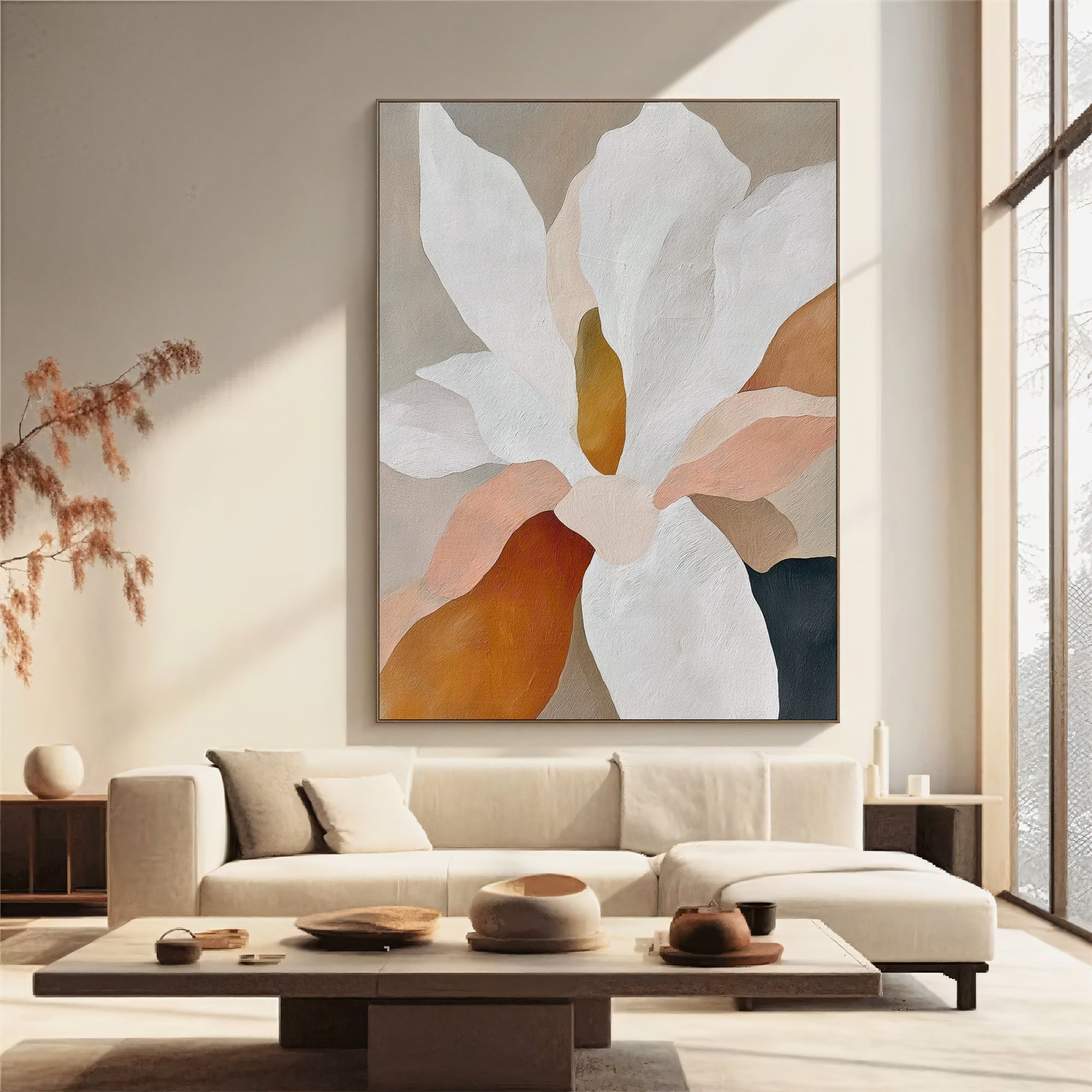 Textured Floral Elegance | Cream Petals