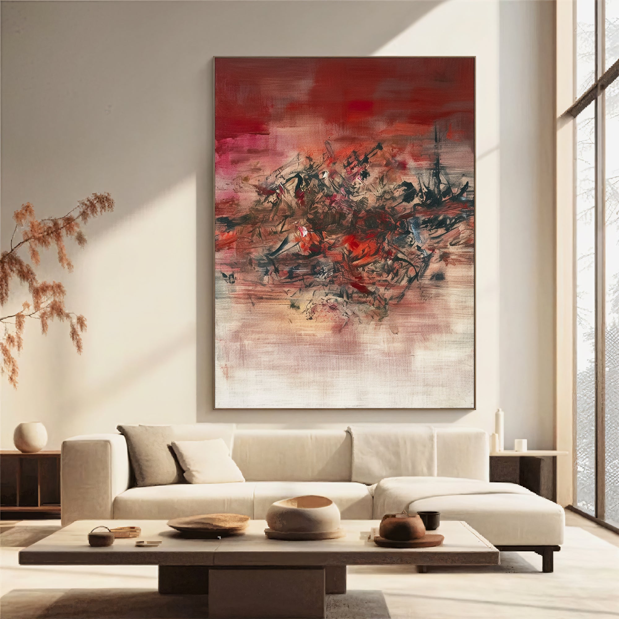 Textured Red Dynamism | Red Pink