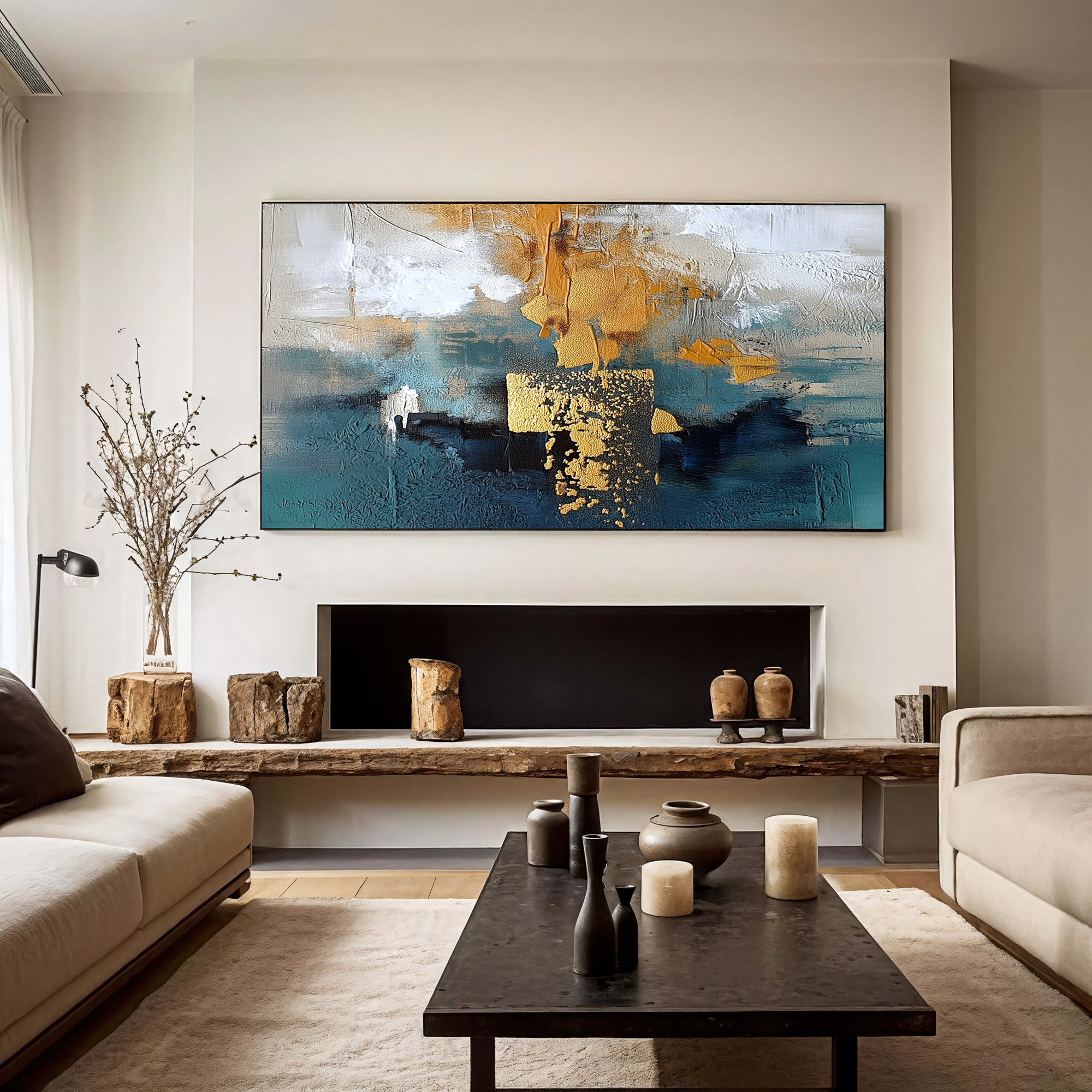 Textured Abstract Opulence | Blue Gold