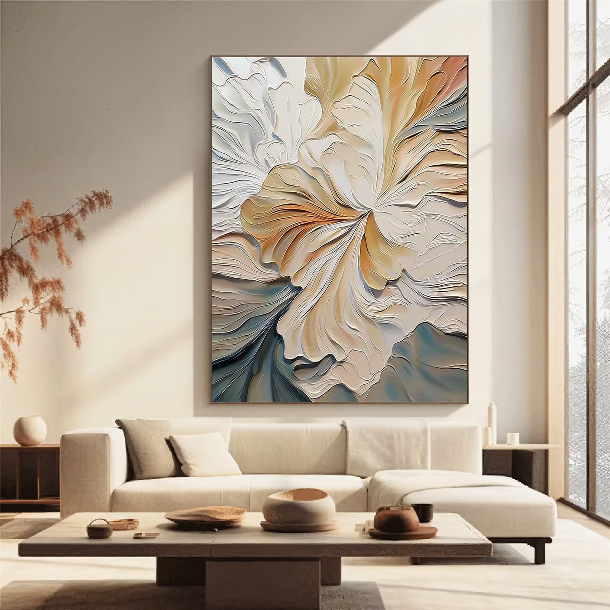 Textured Floral Luminance | Cream Petals