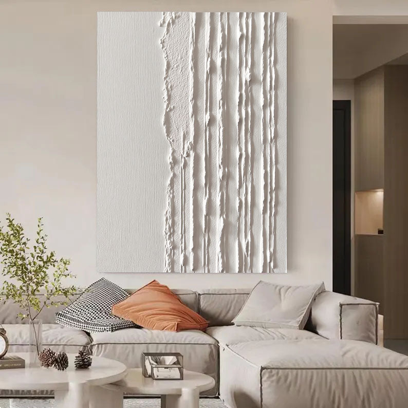 Textured Linear Divide | Ivory Stripes
