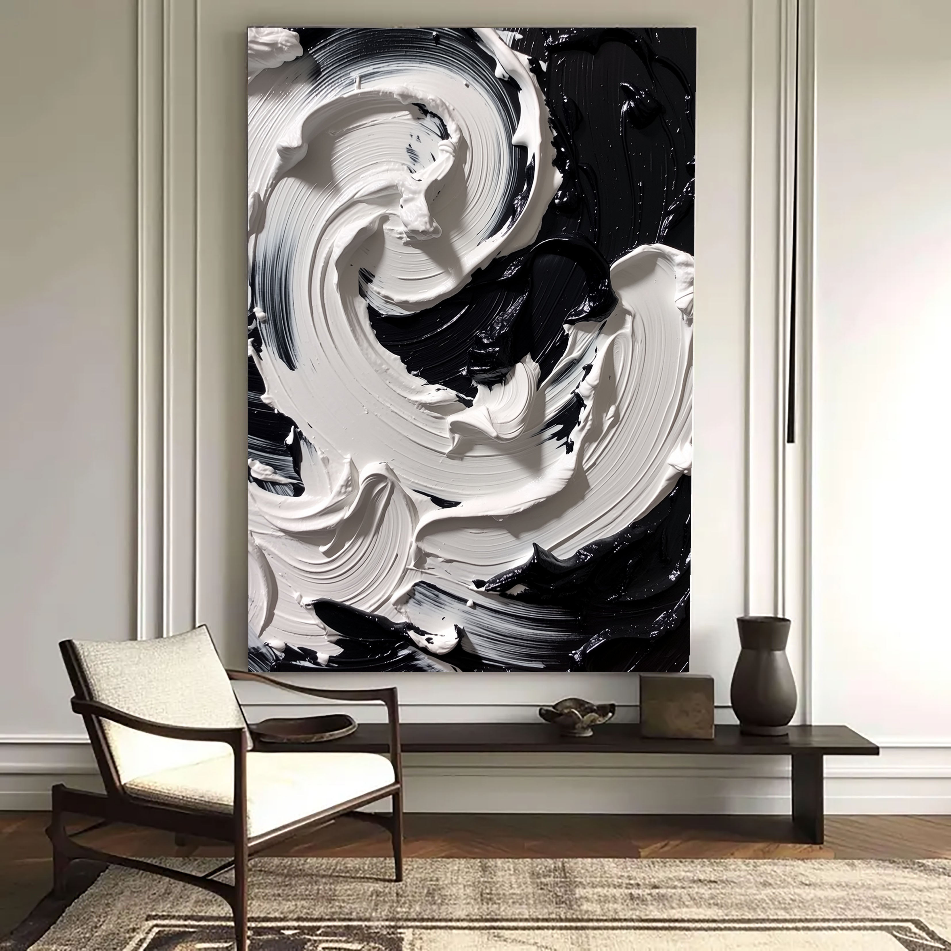 Swirling Monochrome Motion | Bold Contrast