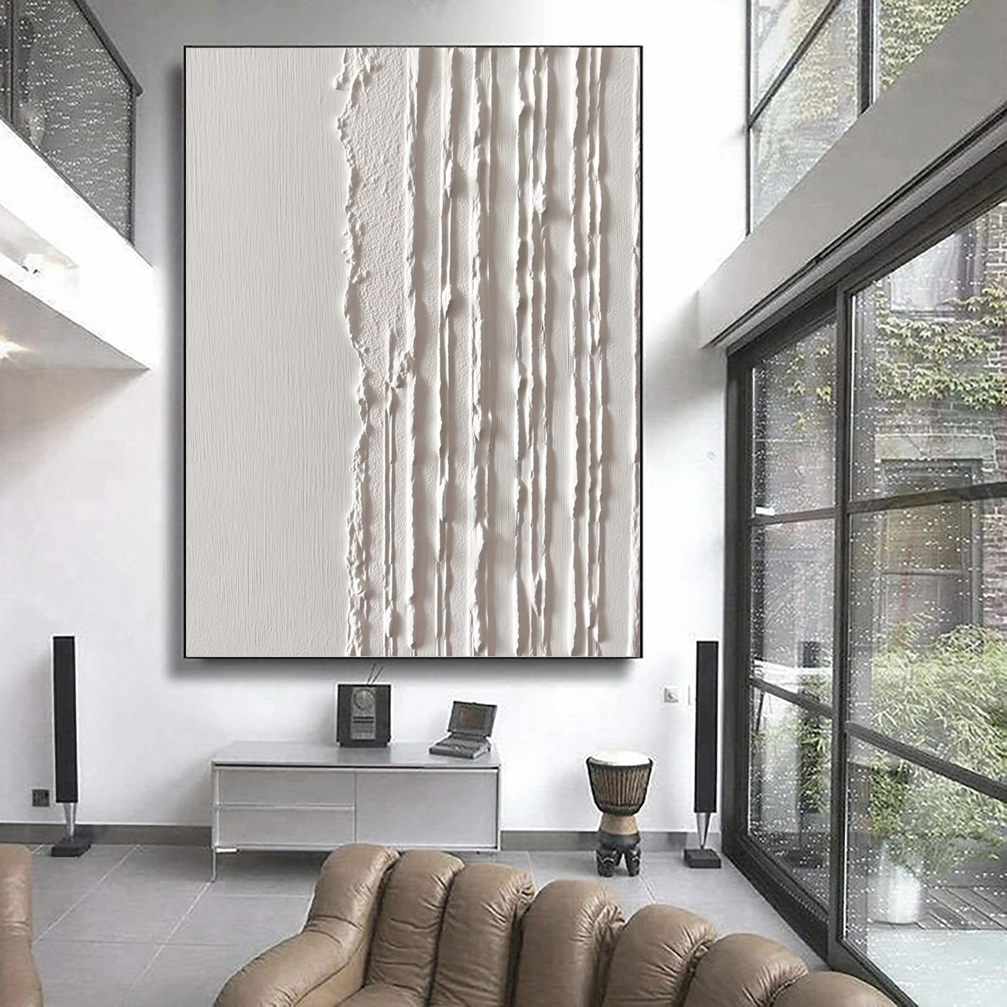 Textured Linear Divide | Ivory Stripes